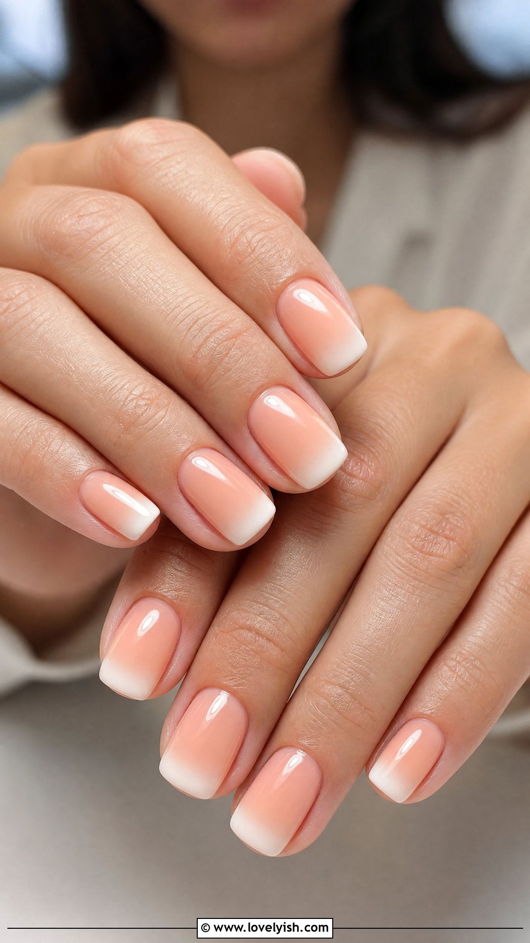 Peach and White French Fade - 50 french ombre nails - 50 french ombre nails