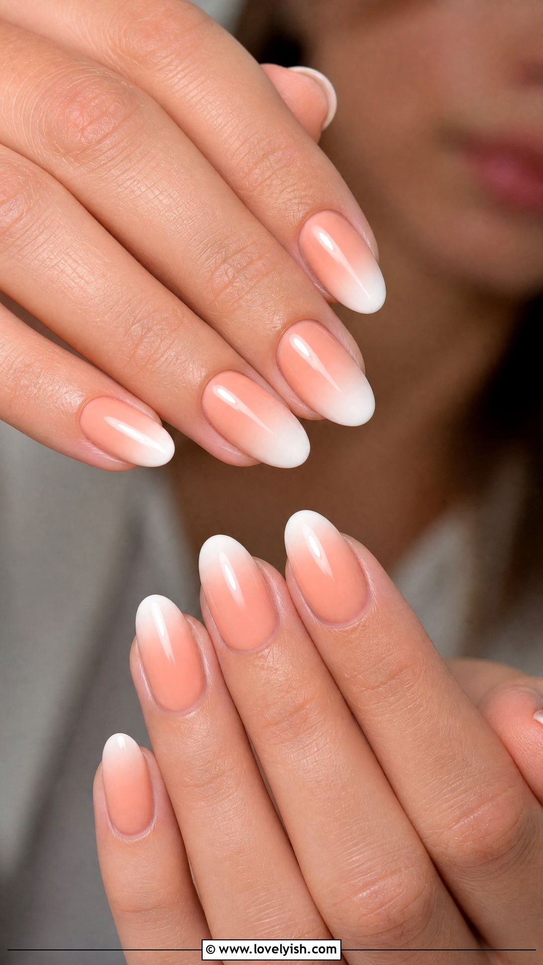 Peach to White Ombre French Nails - 50 ombre french nails - 50 ombre french nails