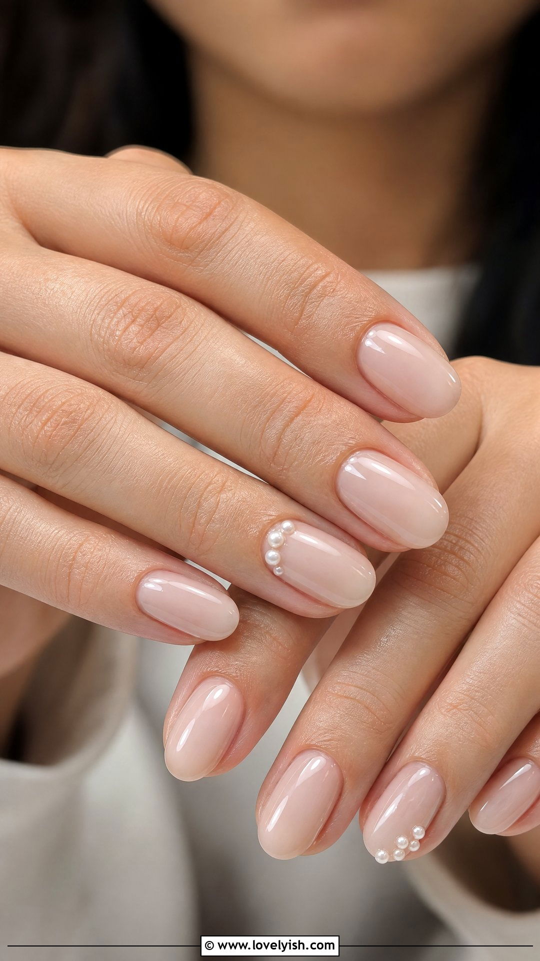 Pearl Accent Gel Nails - 50 gel manicure - 50 gel manicure
