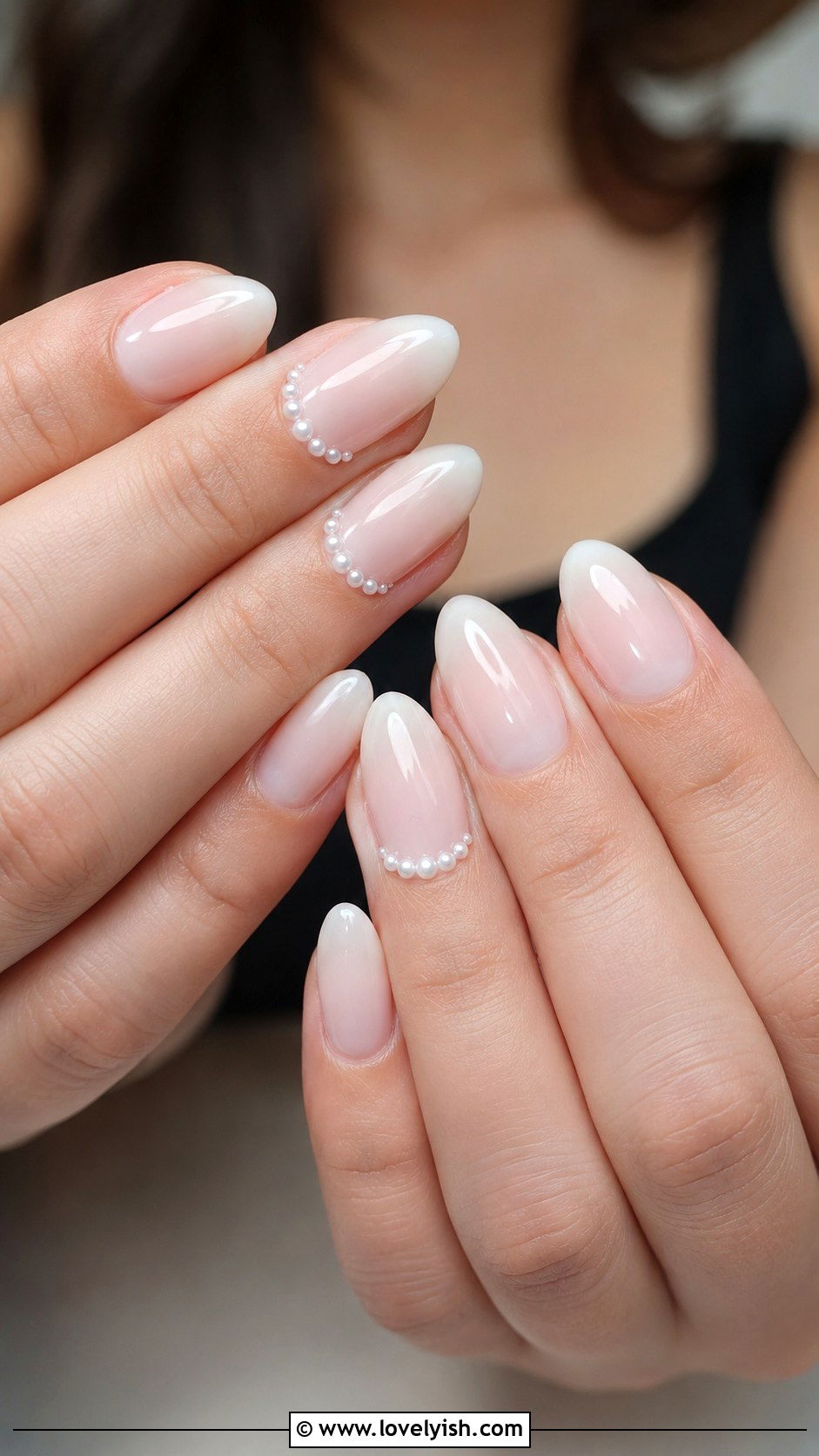 Pearl Accent Milky Nails - 44 nails design - 44 nails design