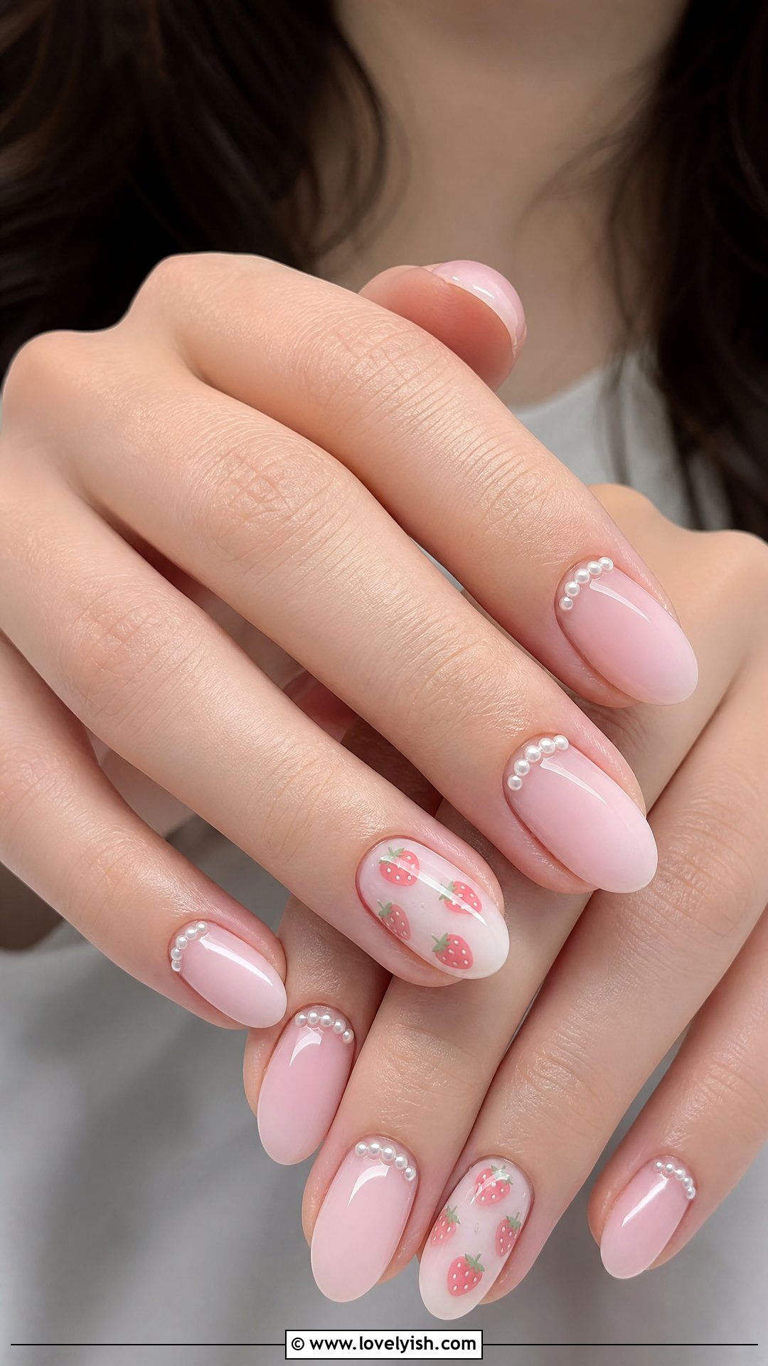 Pearl Accent Strawberry Nails - 50 strawberry nails - 50 strawberry nails