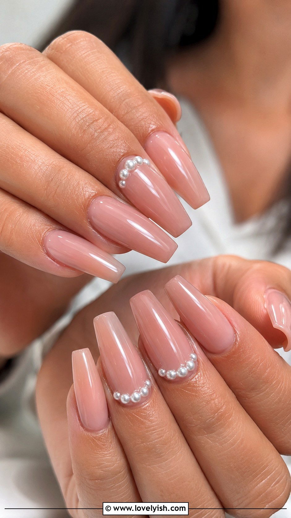 Pearl Accent Wedding Nails - 38 wedding nail designs - 38 wedding nail designs