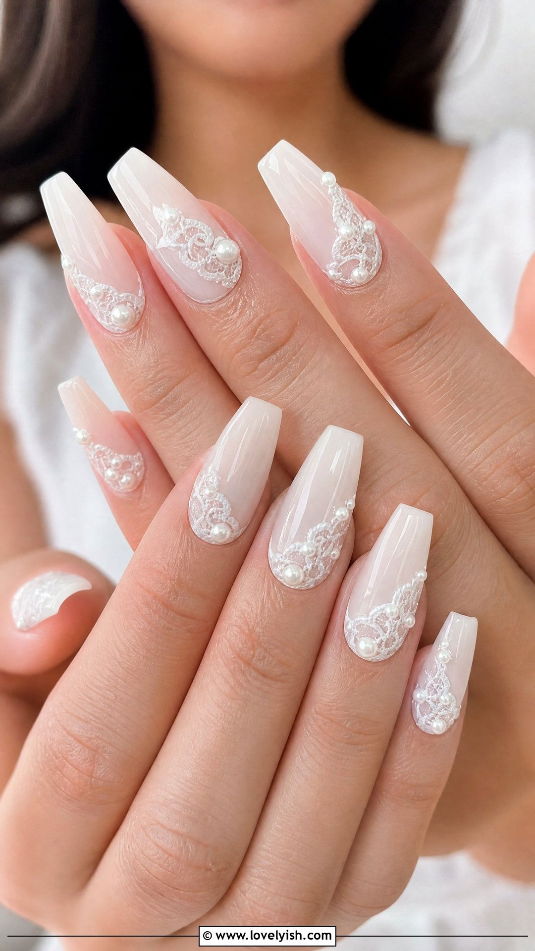 Pearl And Lace Wedding Nails - 50 pearl nails - 50 pearl nails