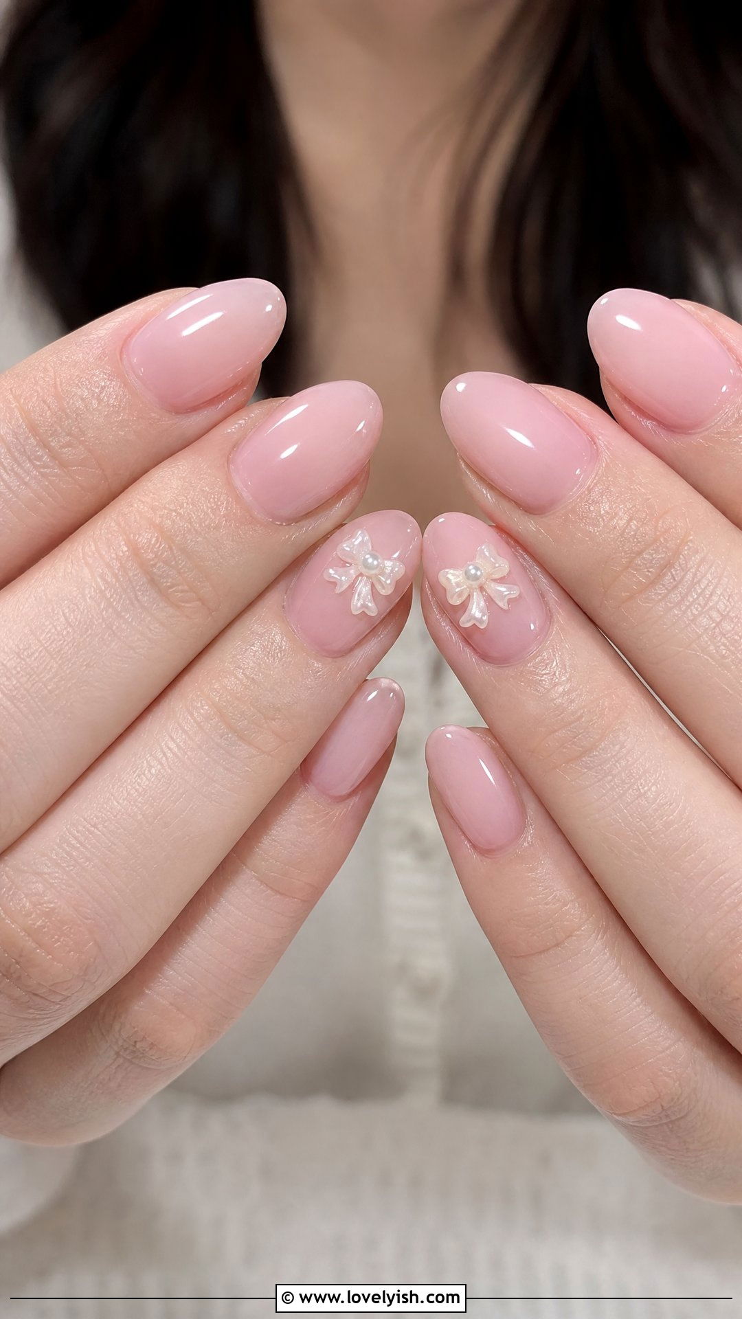 Pearl Bow Coquette Nails - 50 pearl nails - 50 pearl nails