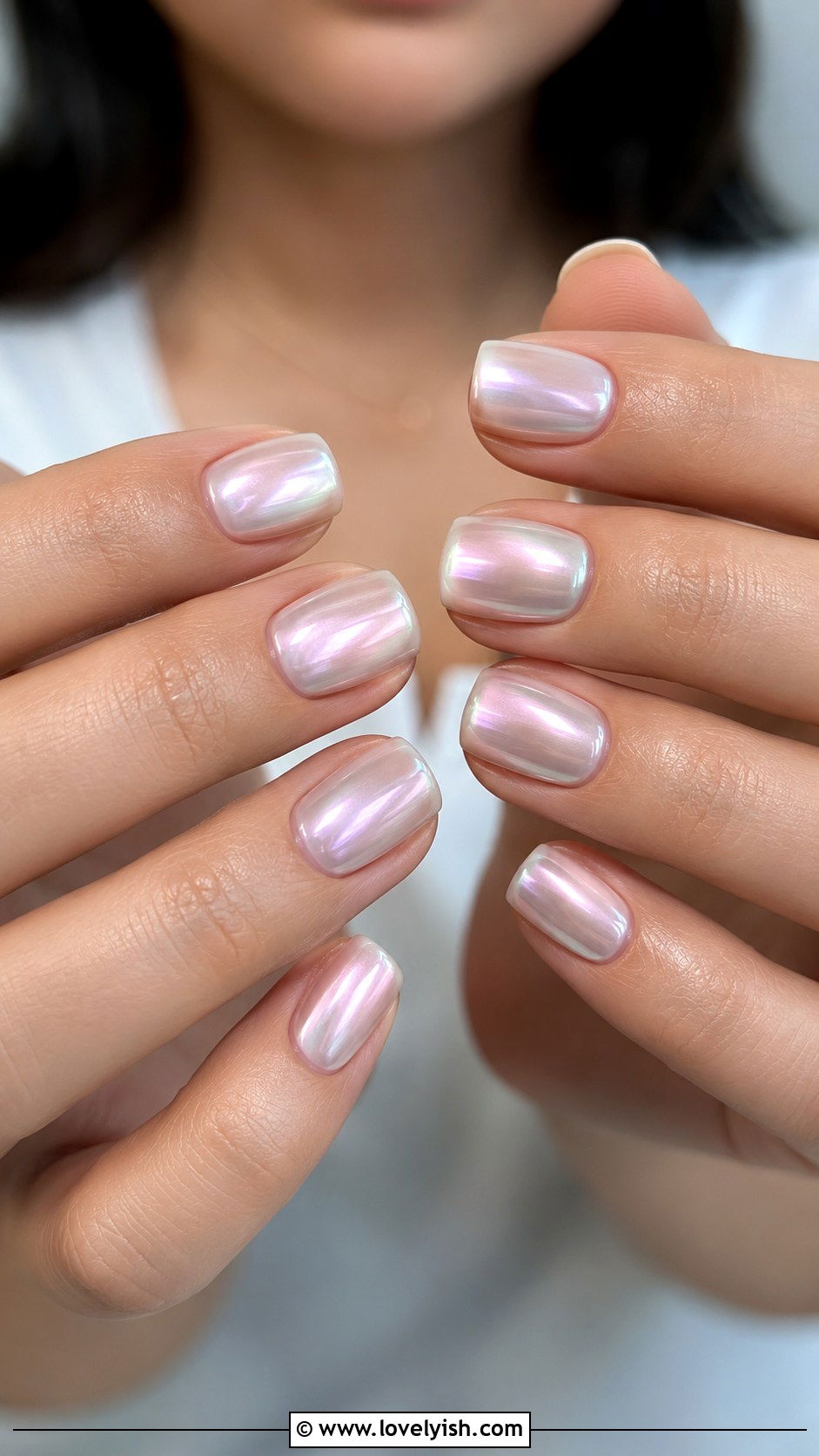 Pearl Chrome Short Square Nails - 50 work appropriate nails - 50 work appropriate nails
