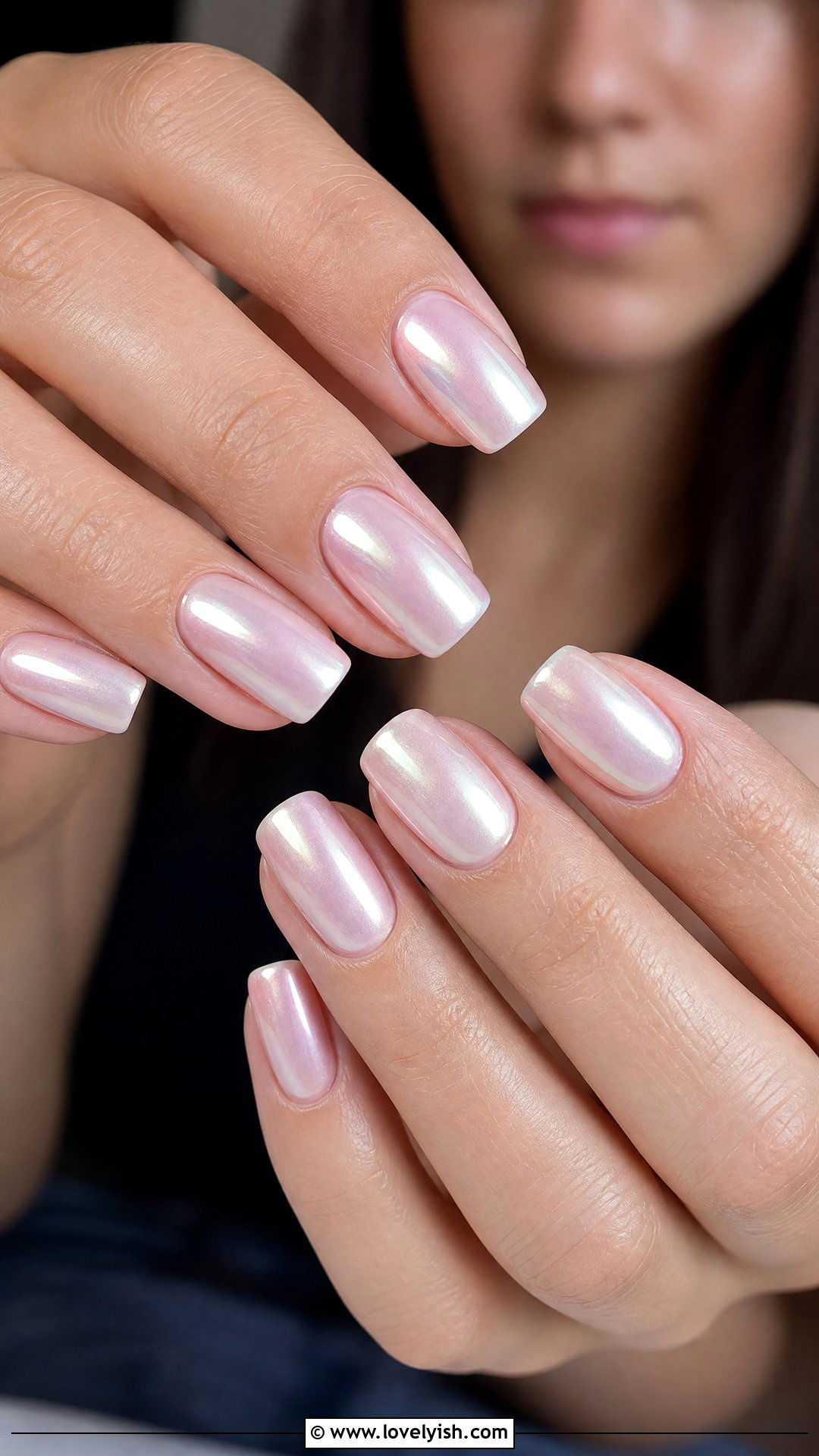 Pearl Chrome Squoval Nails - 25 classy nail ideas - 25 classy nail ideas