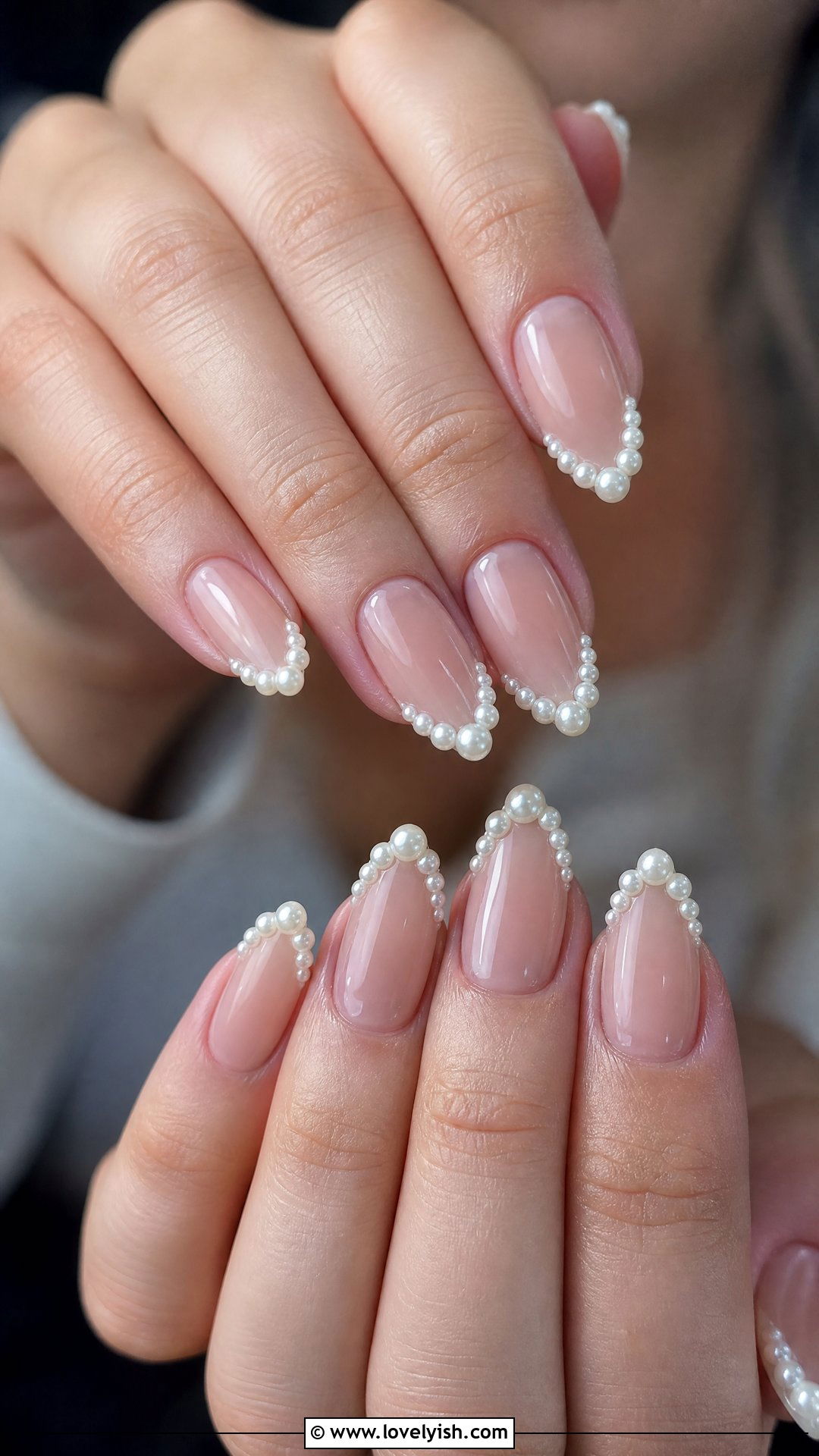 Pearl Drop Tip French Nails - 50 pearl nails - 50 pearl nails