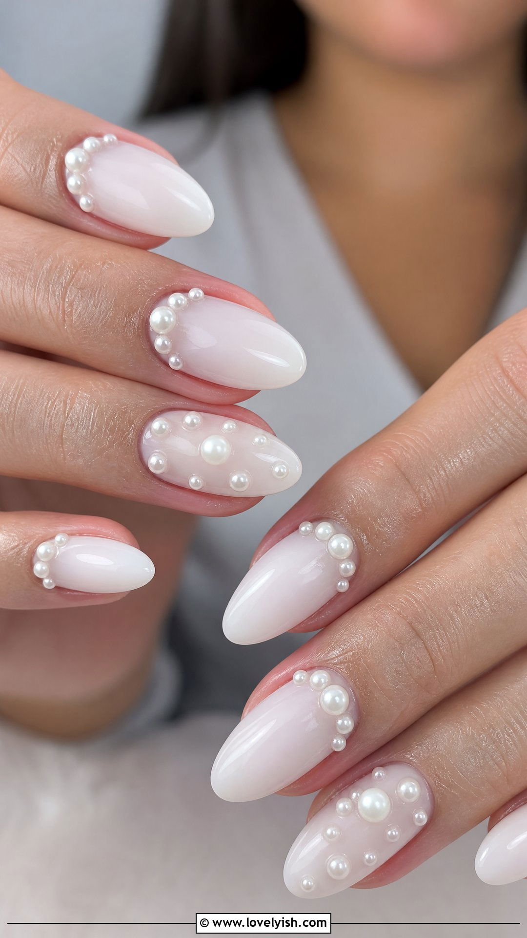 Pearl Embellished Bridal Gel X Nails - 50 gel x nails - 50 gel x nails