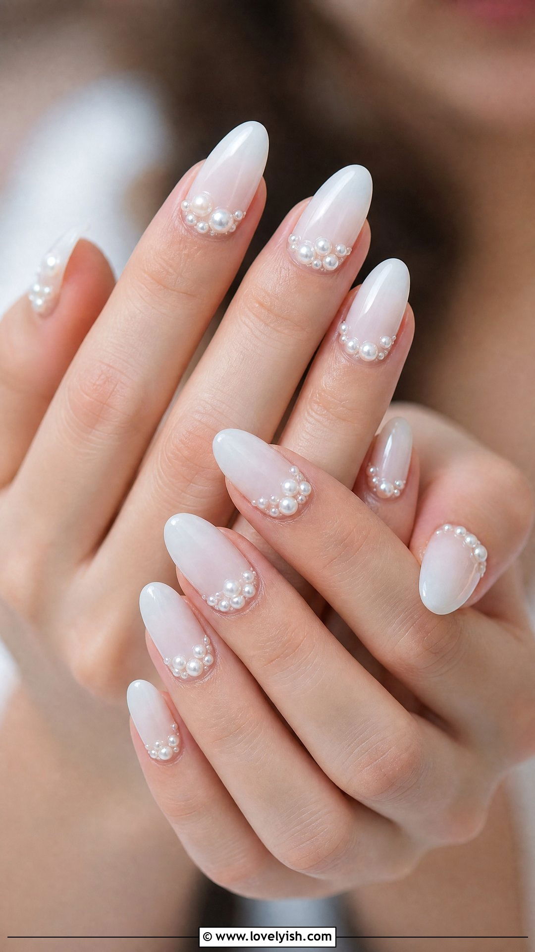 Pearl Embellished Bridal Nails - 36 nails design 2026 - 36 nails design 2026