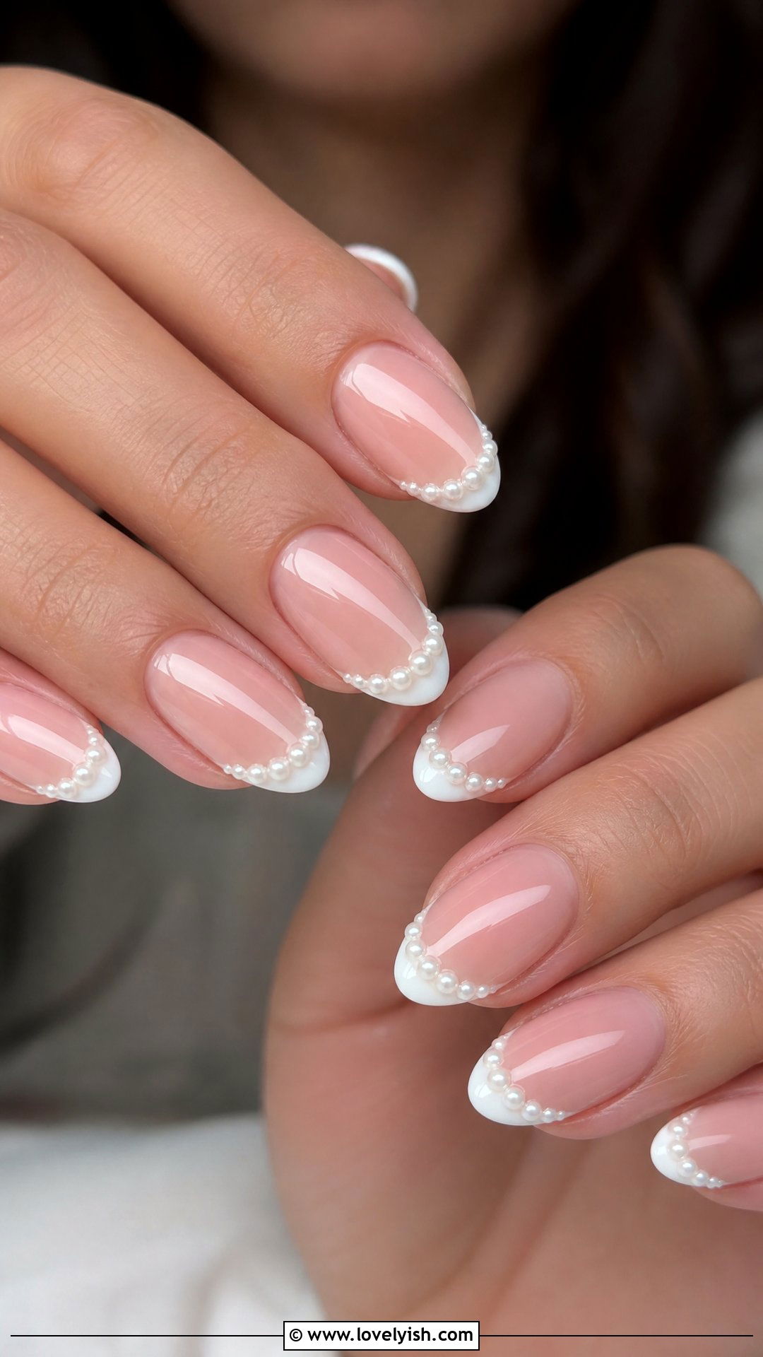 Pearl French Tip Nails - 50 mothers day nail designs - 50 mothers day nail designs