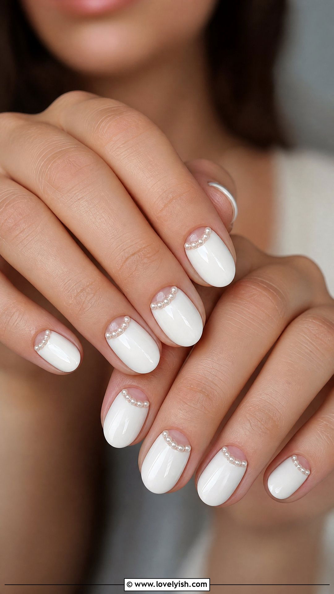 Pearl Half Moon Manicure - 50 pearl nails - 50 pearl nails