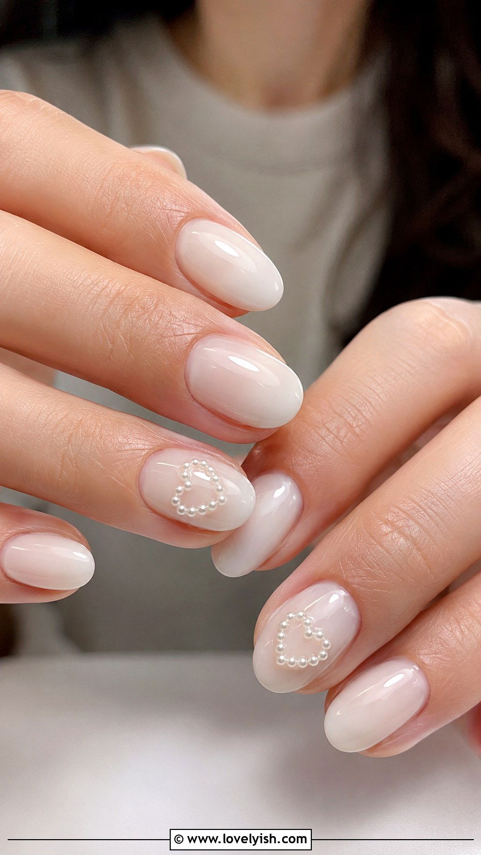 Pearl Heart Accent Nails - 25 heart nail designs - 25 heart nail designs