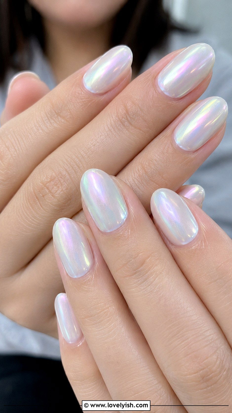 Pearl Iridescent White Nails - 40 nail design template - 40 nail design template