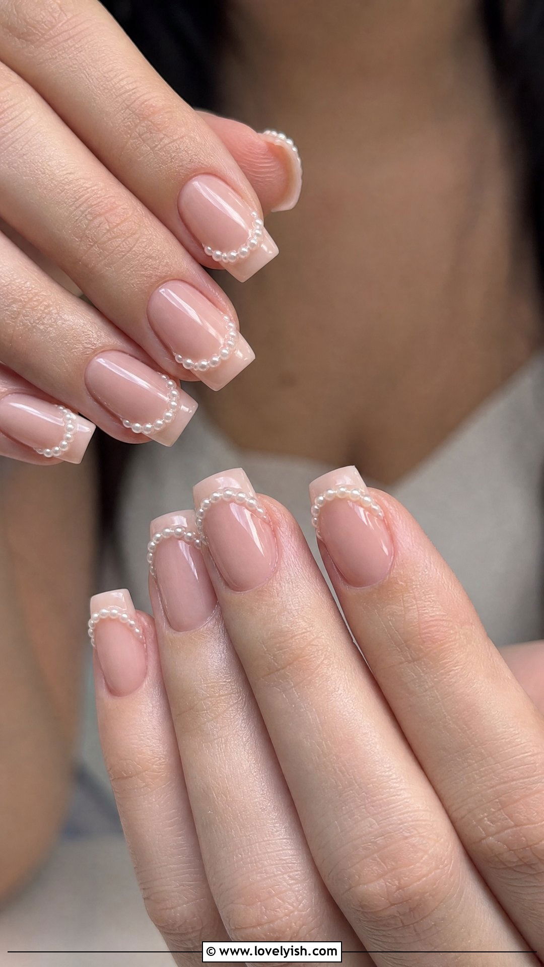 Pearl Outline French Nails - 50 pearl nails - 50 pearl nails