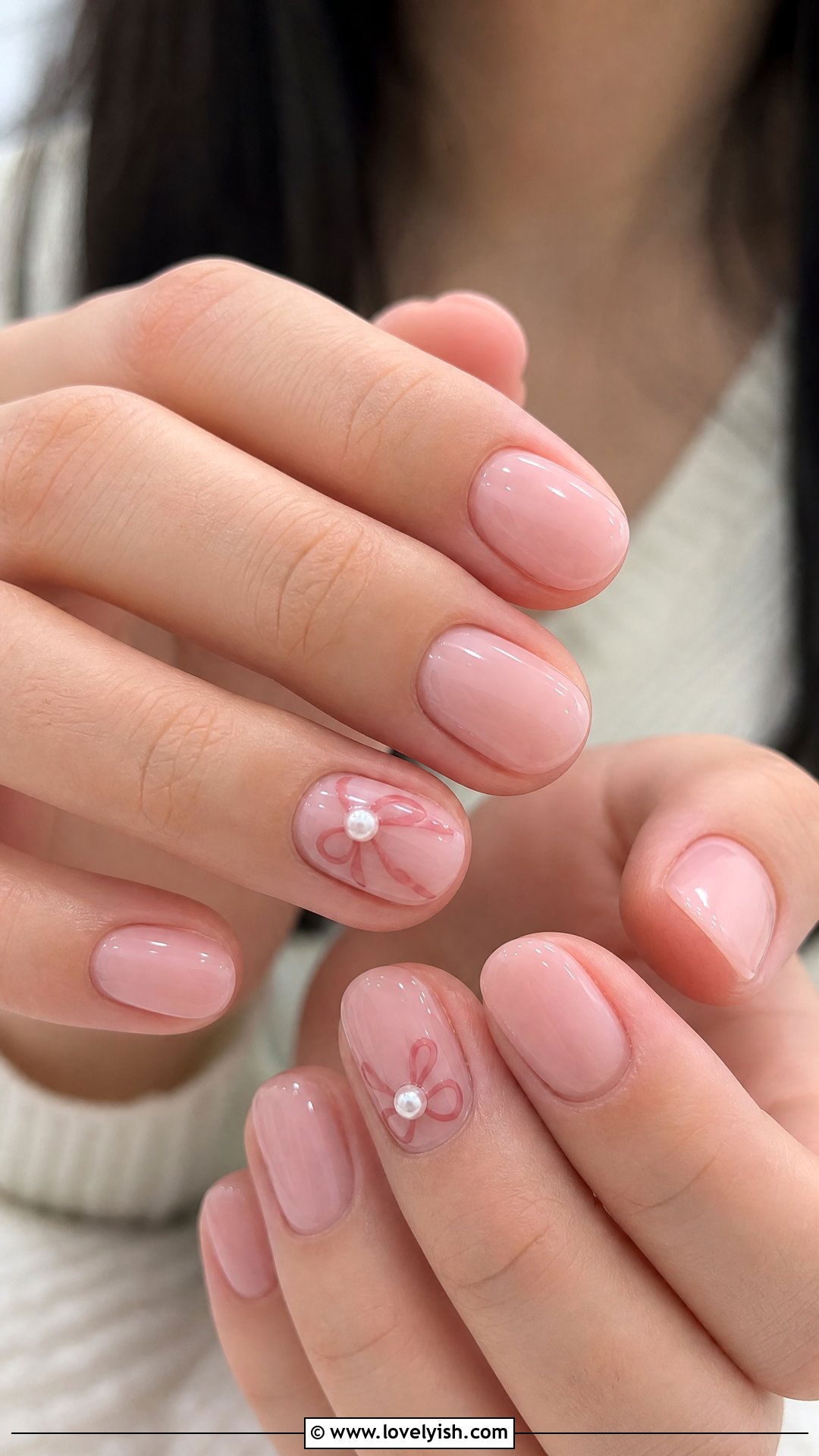 Pearl Ribbon Bow Nails - 50 pearl nails - 50 pearl nails