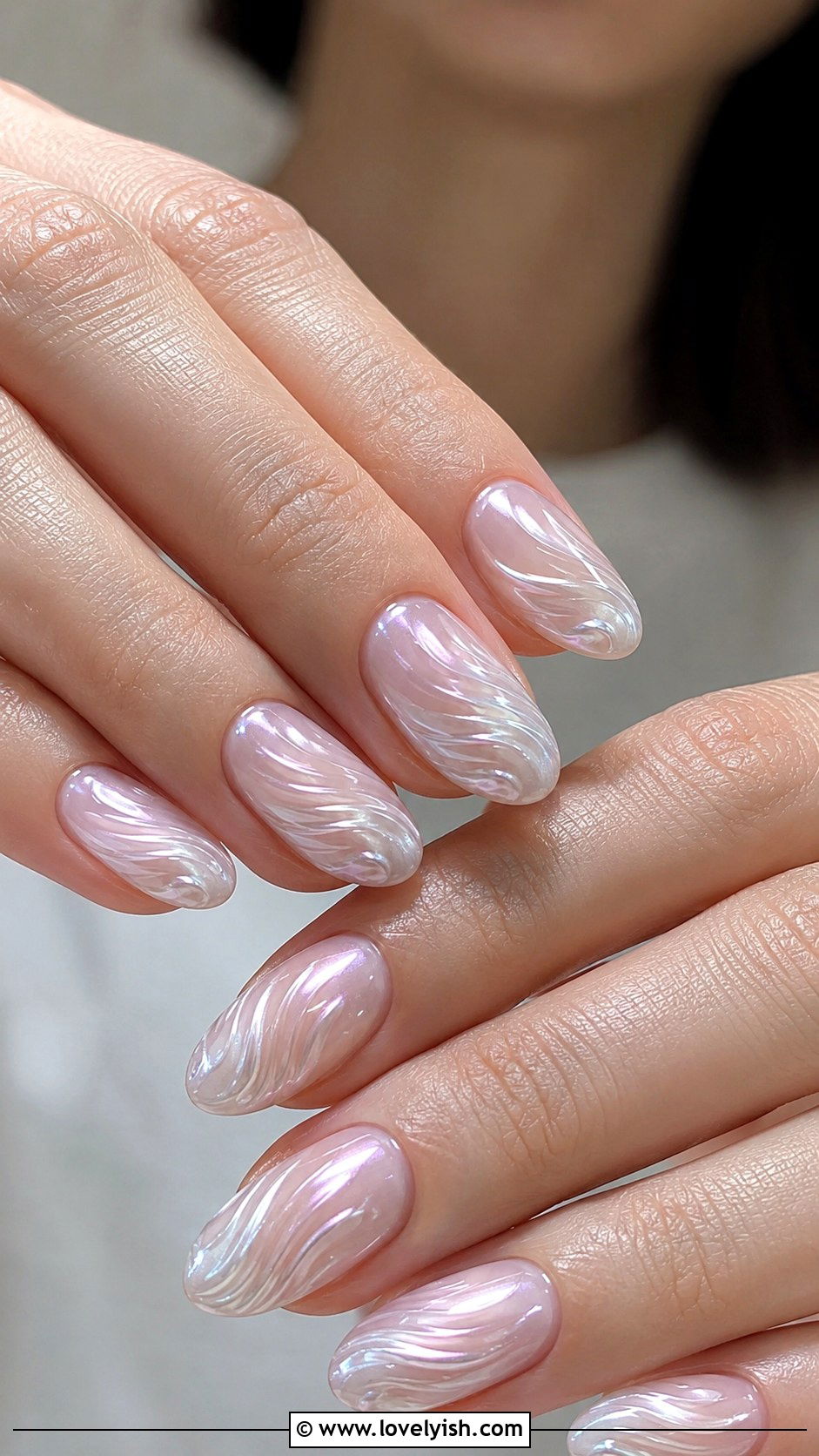 Pearl Shimmer Nails with Twirl Effect - 50 unique nail designs - 50 unique nail designs