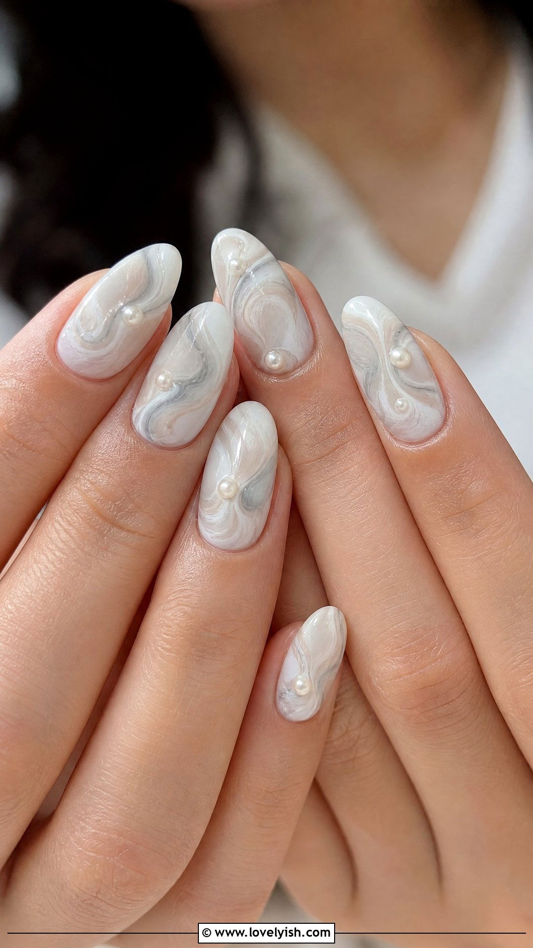 Pearl Swirl Marble Nails - 50 pearl nails - 50 pearl nails