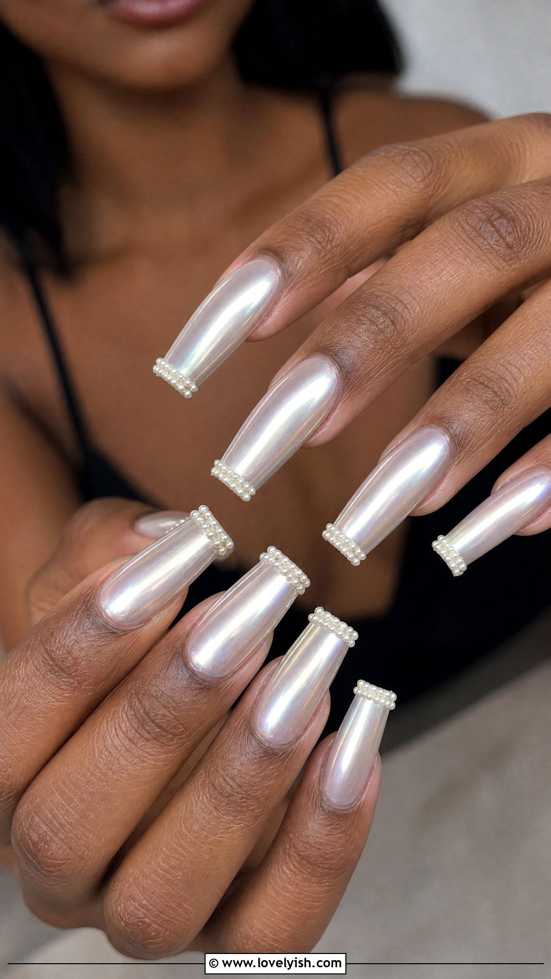 Pearl Tip Chrome Base Nails - 50 pearl nails - 50 pearl nails