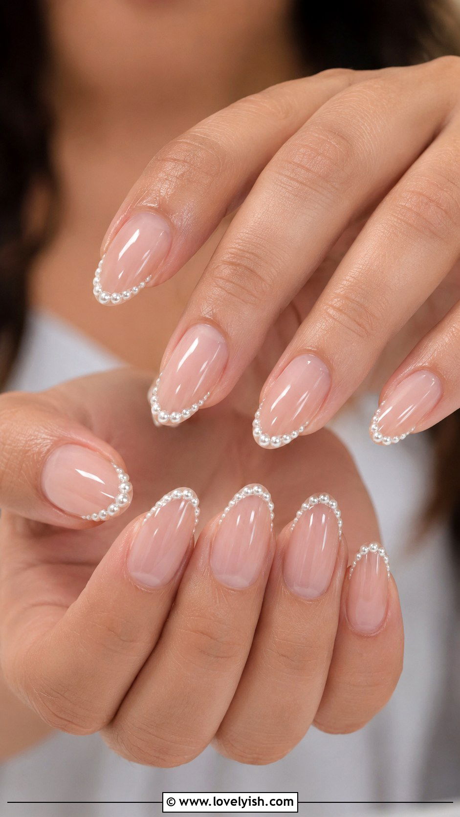 Pearl Tipped French Nails for Bride - 25 wedding nails for bride - 25 wedding nails for bride