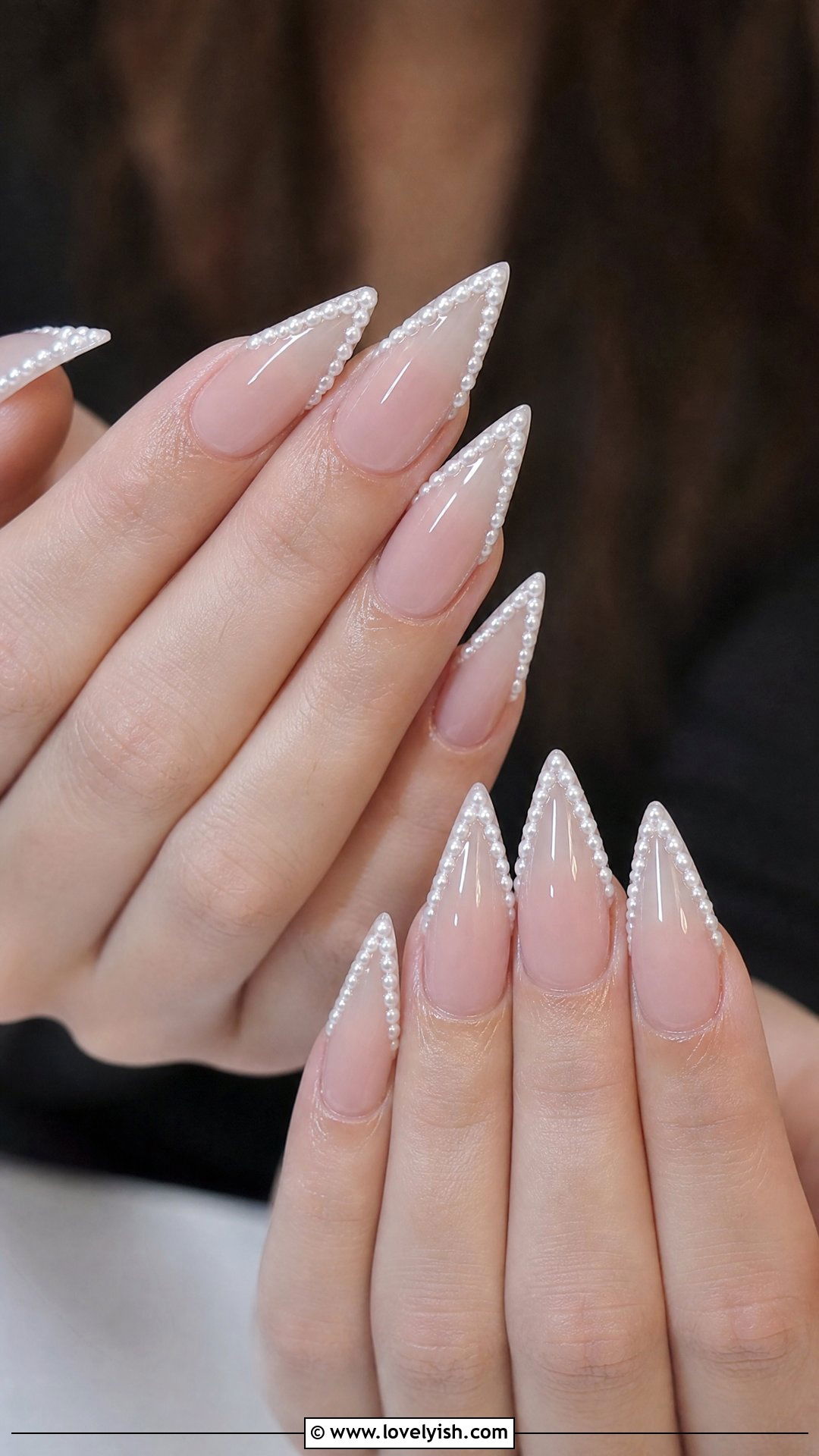 Pearl V Tip French Nails - 50 pearl nails - 50 pearl nails