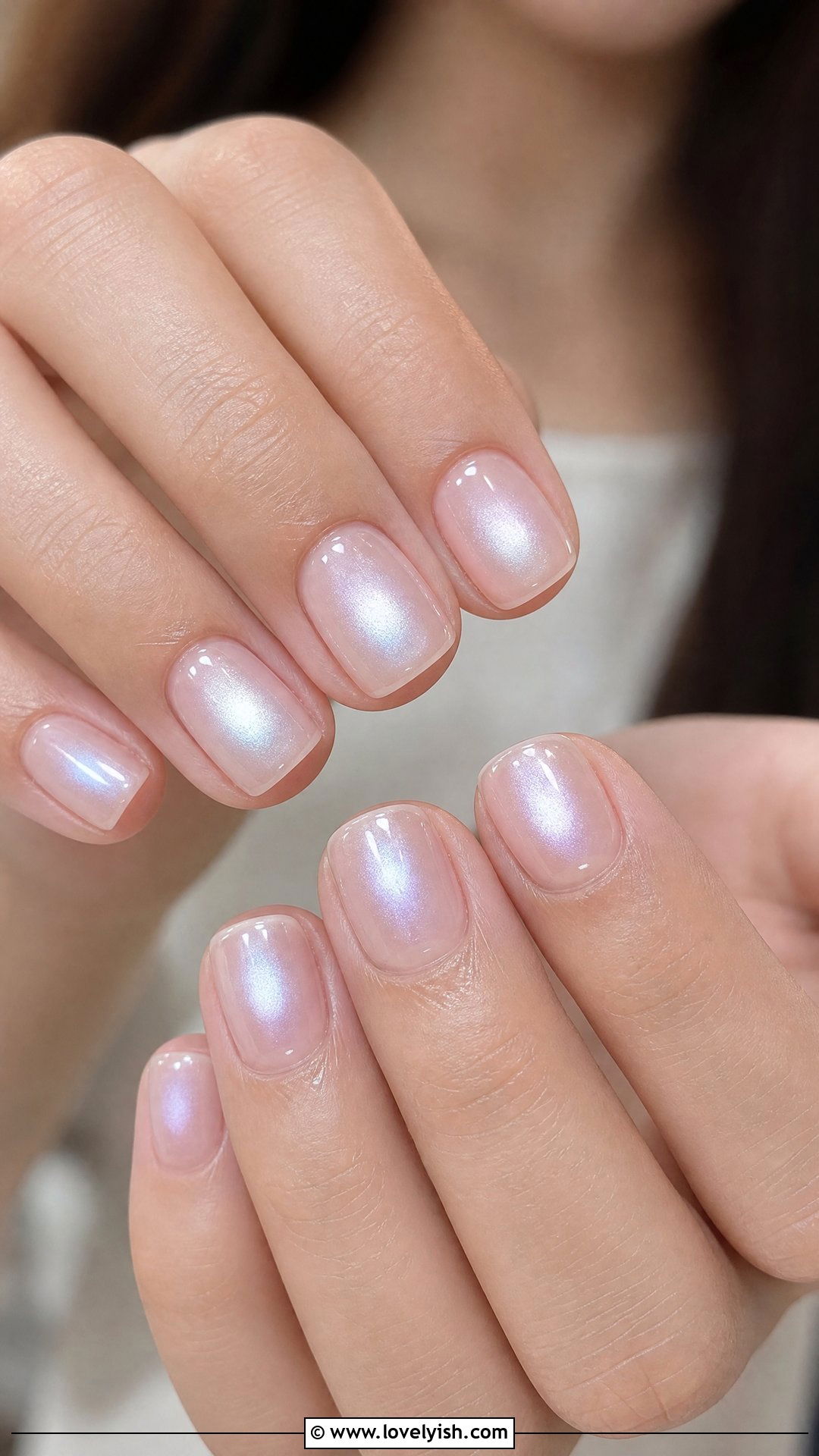 Pearl White Aura Short Square Nails - 50 short square nails - 50 short square nails
