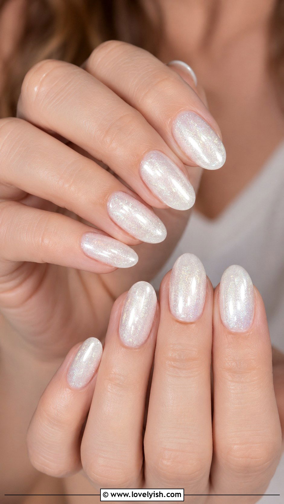 Pearl White Glitter Nails - 50 glitter nails - 50 glitter nails