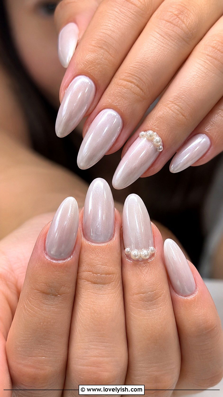 Pearl White Spring Bridal Nails - 33 spring nail design ideas - 33 spring nail design ideas
