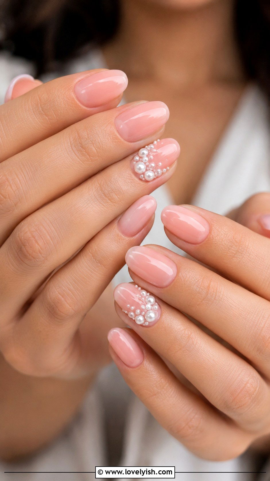 Pearl and Pink Bridal Style Baby Shower Nails - 50 baby shower nails - 50 baby shower nails