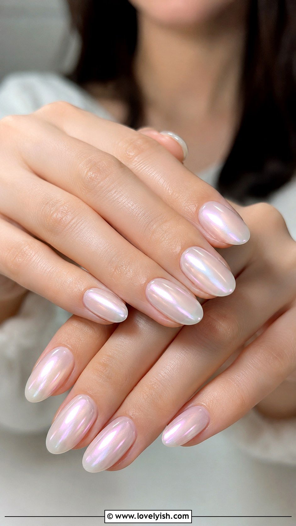 Pearlescent Milky Nails - 38 wedding nail designs - 38 wedding nail designs