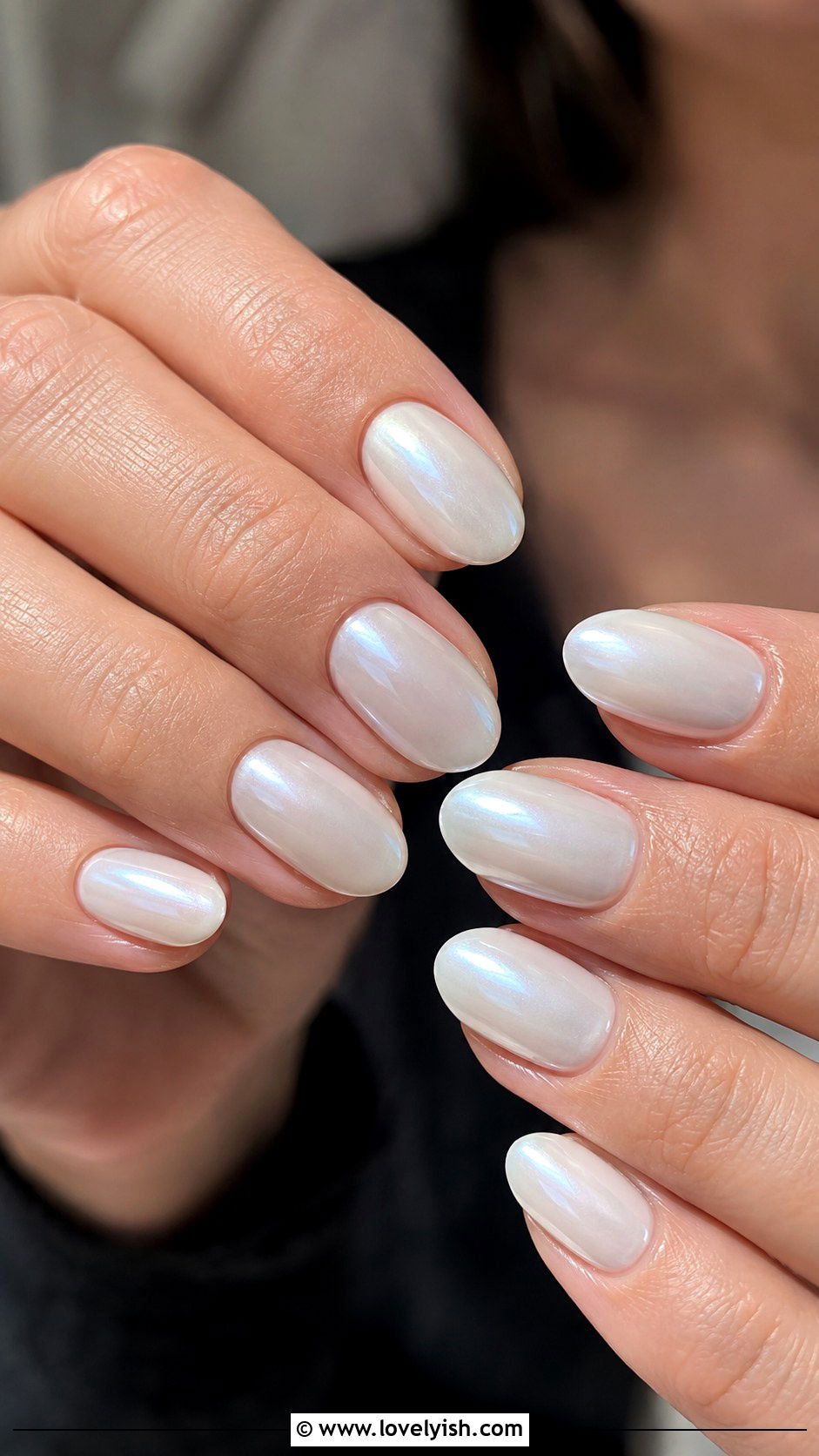 Pearlescent White Oval Nails - 50 natural nails - 50 natural nails
