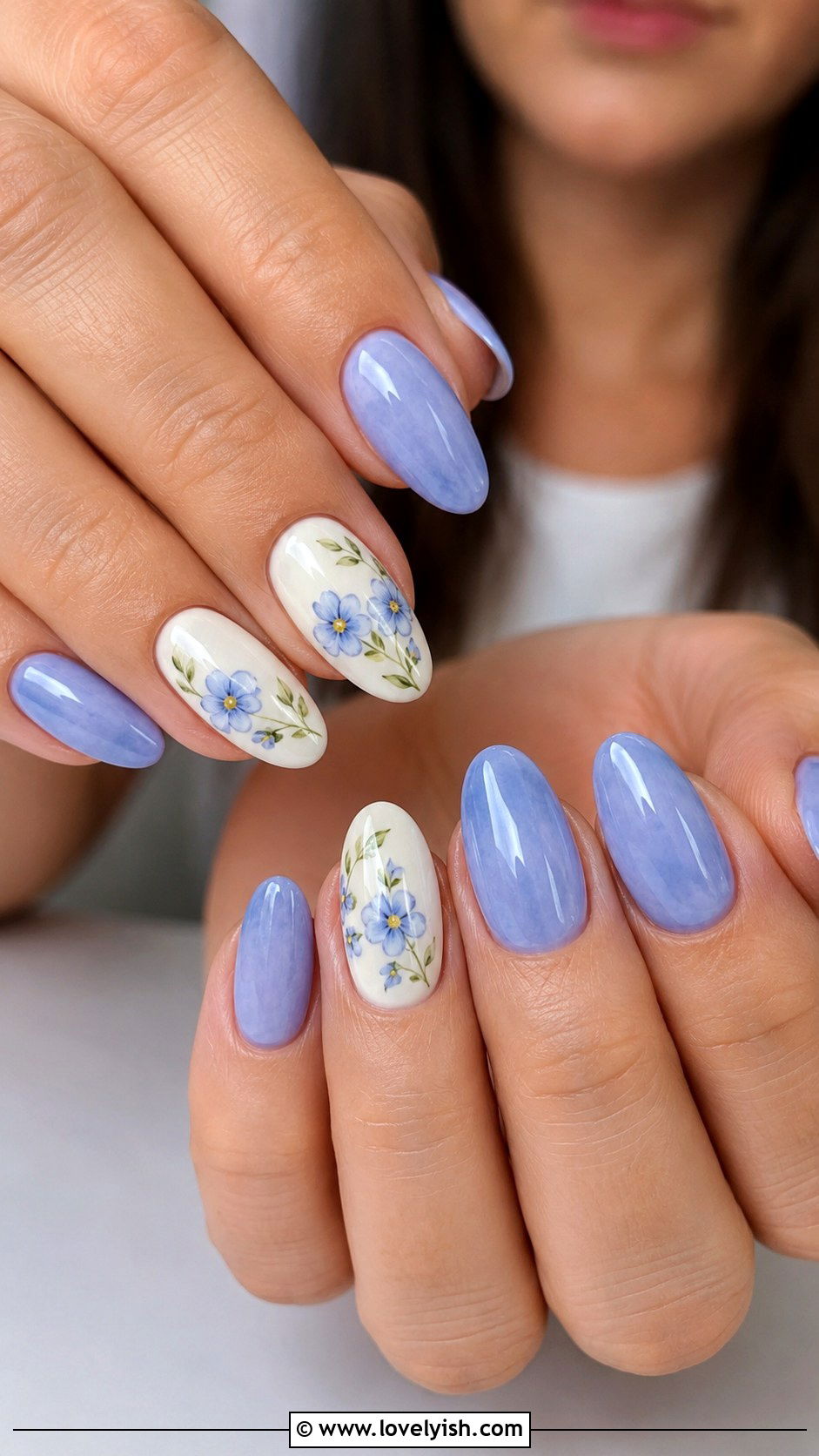 Periwinkle Floral Nails - 50 may nails - 50 may nails