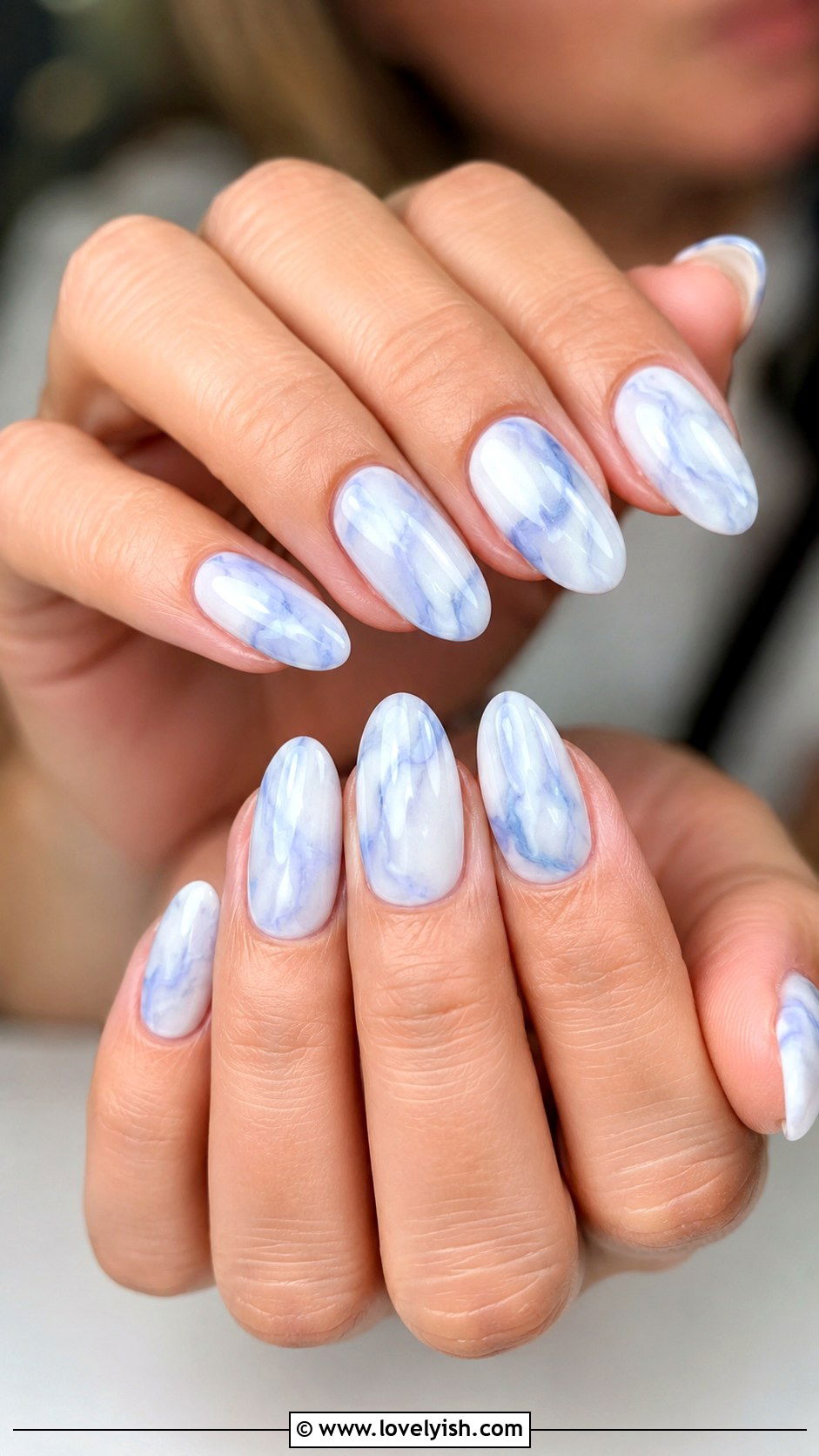 Periwinkle Marble Nails - 42 spring nail ideas - 42 spring nail ideas