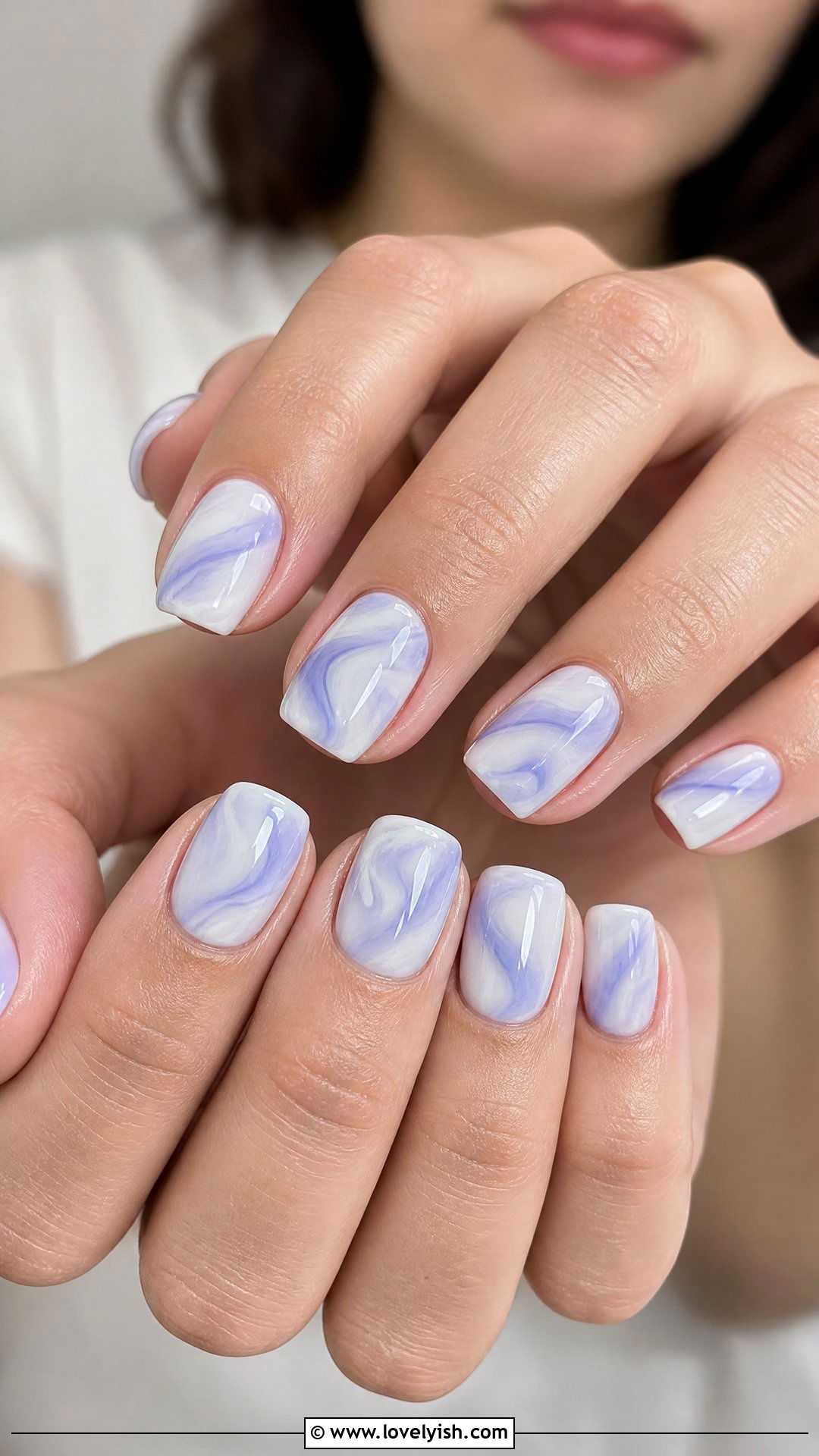 Periwinkle and White Swirl Nails - 50 swirl nails - 50 swirl nails
