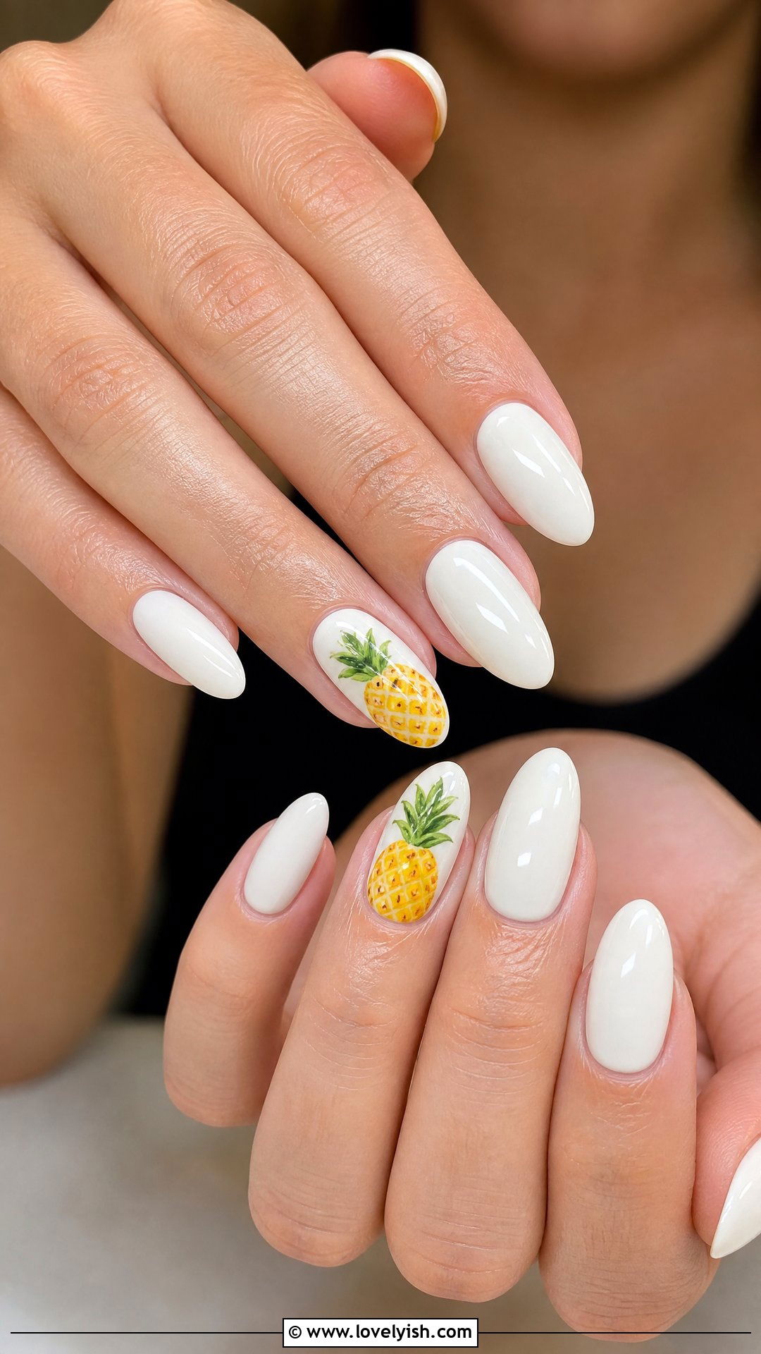 Pineapple Accent Nails - 50 cute summer nail designs - 50 cute summer nail designs