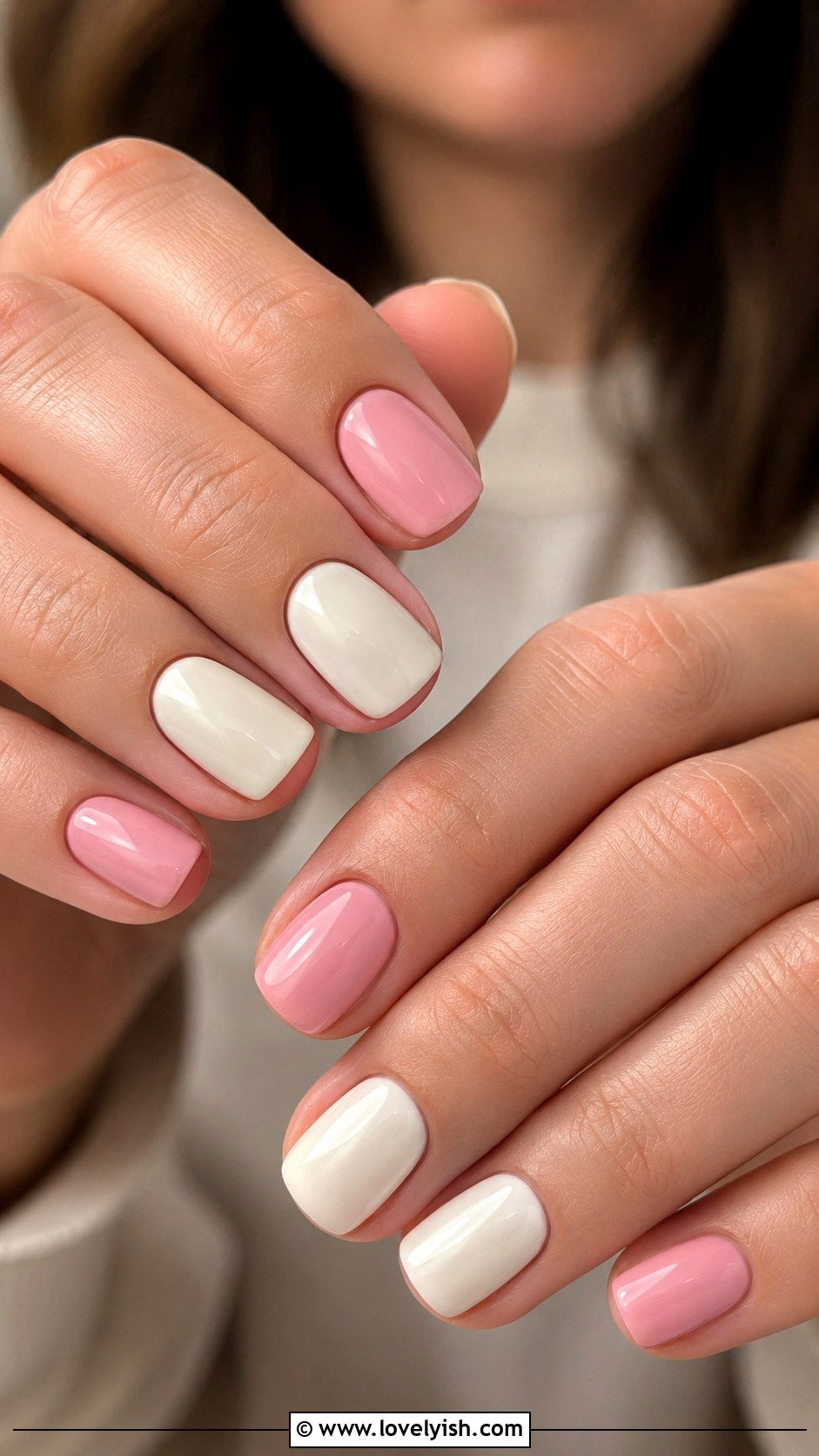 Pink And White Color Block Nails - 42 easy nail art ideas - 42 easy nail art ideas