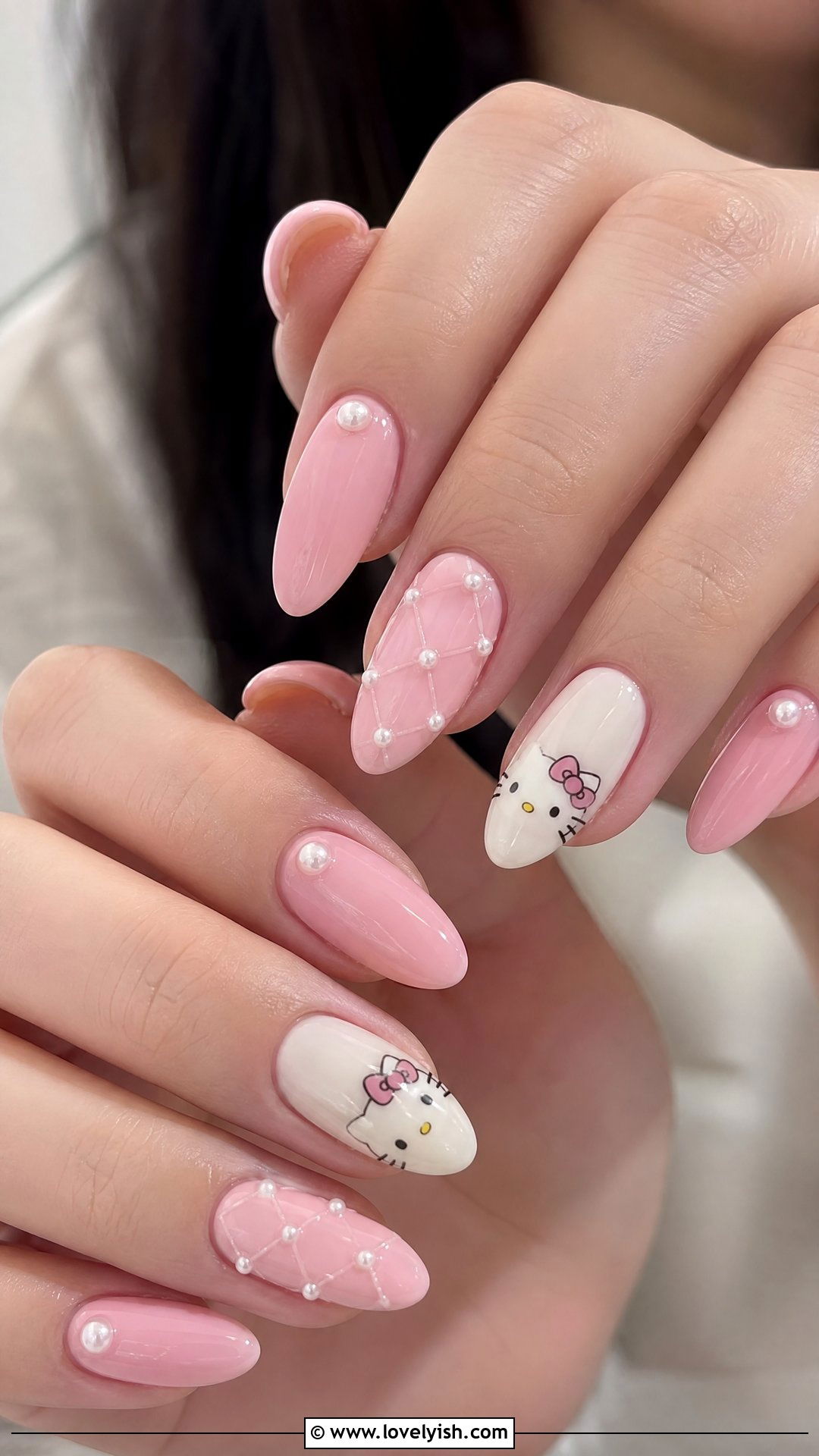 Pink And White Hello Kitty Nails - 25 hello kitty nail designs - 25 hello kitty nail designs