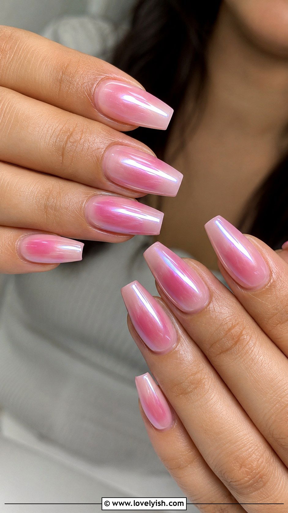 Pink Aura Chrome Nails - 50 balletcore nails - 50 balletcore nails