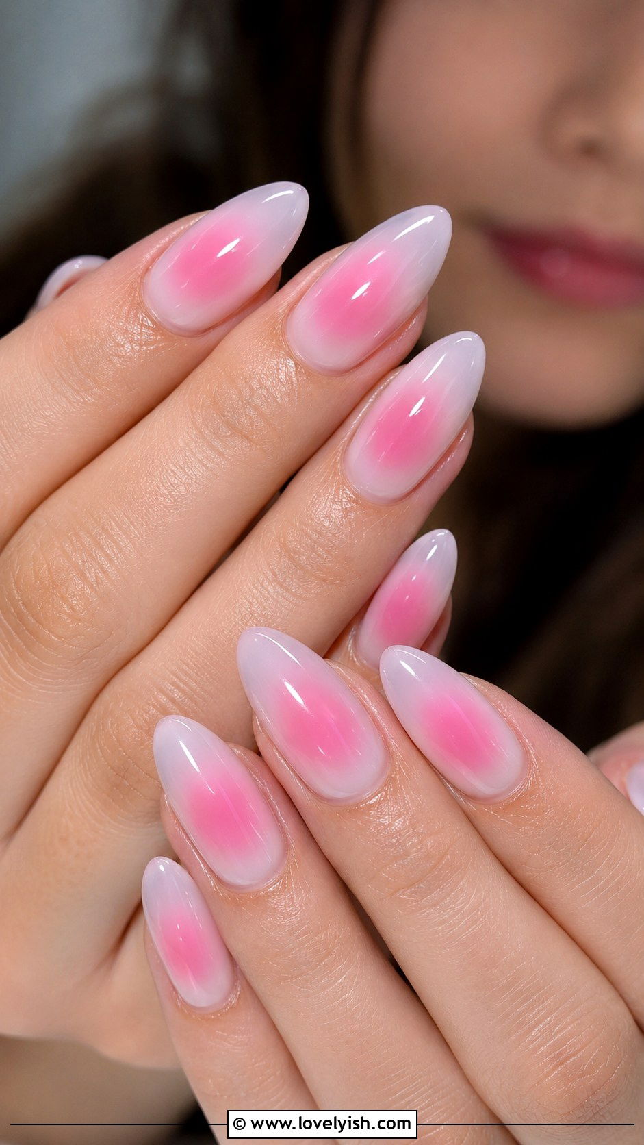 Pink Aura Glow Almond Nails - 50 long pink nails - 50 long pink nails
