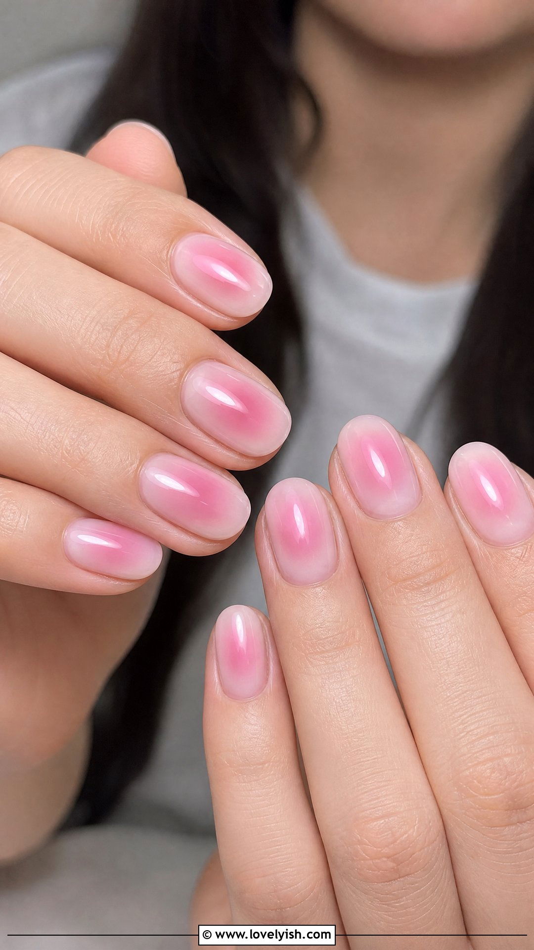 Pink Aura Halo Short Oval Nails - 50 short oval nails - 50 short oval nails