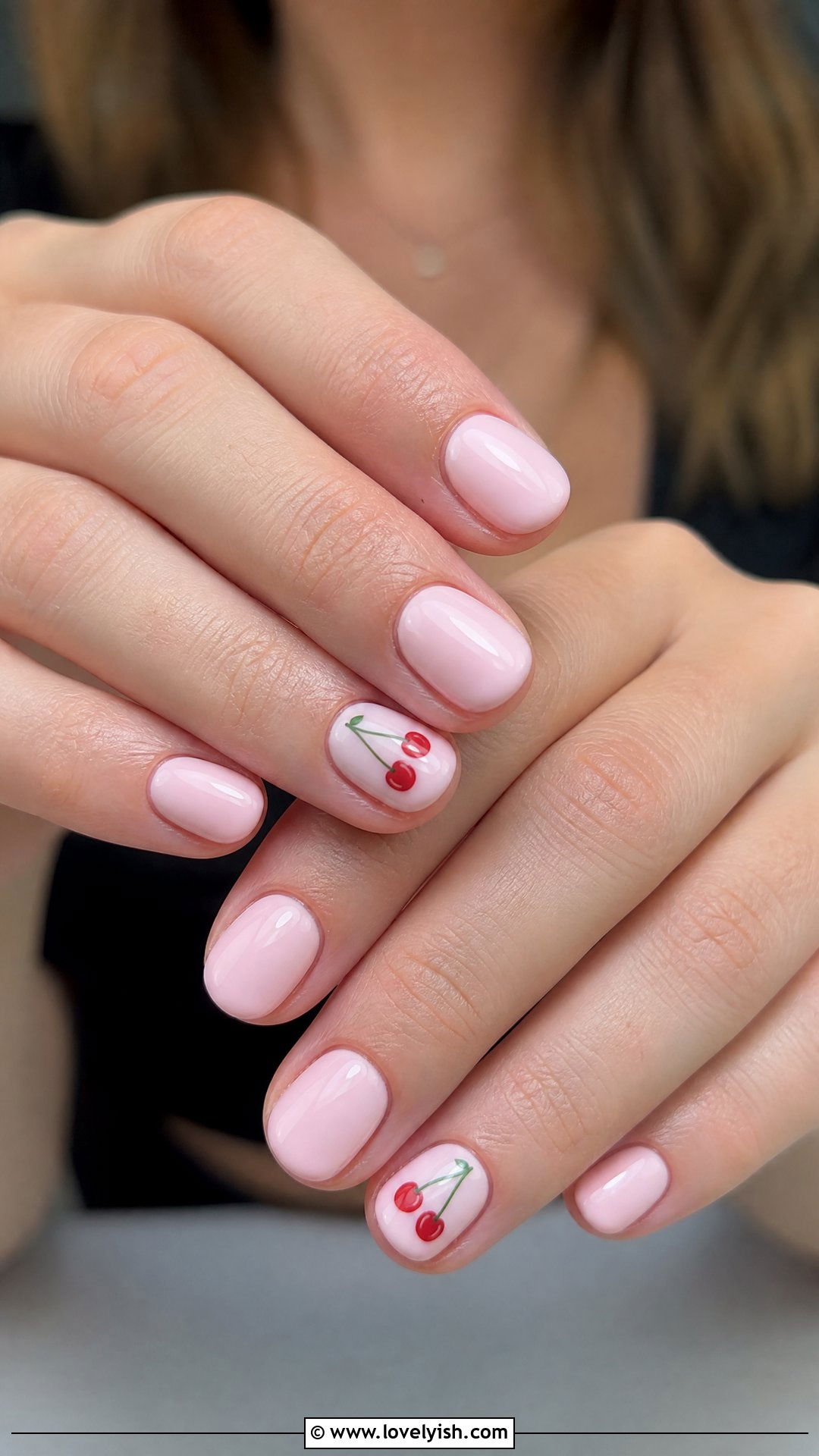 Pink Base Cherry Nails - 50 cherry nails - 50 cherry nails
