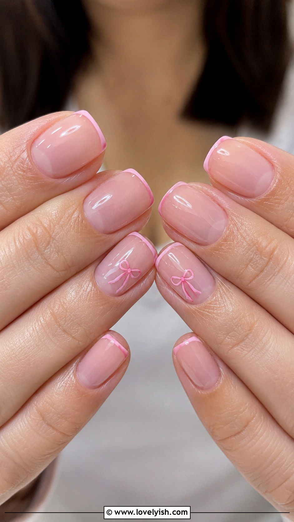 Pink Bow Tip Nail Design - 45 cute nail designs - 45 cute nail designs