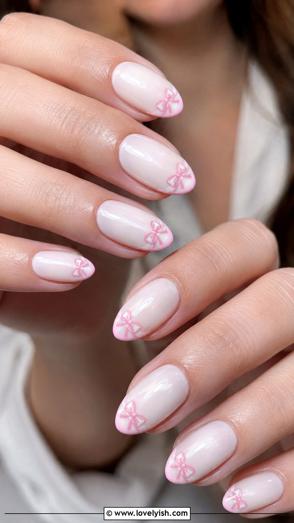 Pink Bow Tip Nails - 50 baby shower nails - 50 baby shower nails