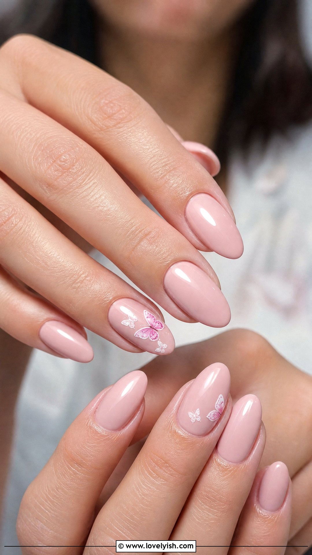 Pink Butterfly Accent Nails - 50 classy pink nails - 50 classy pink nails