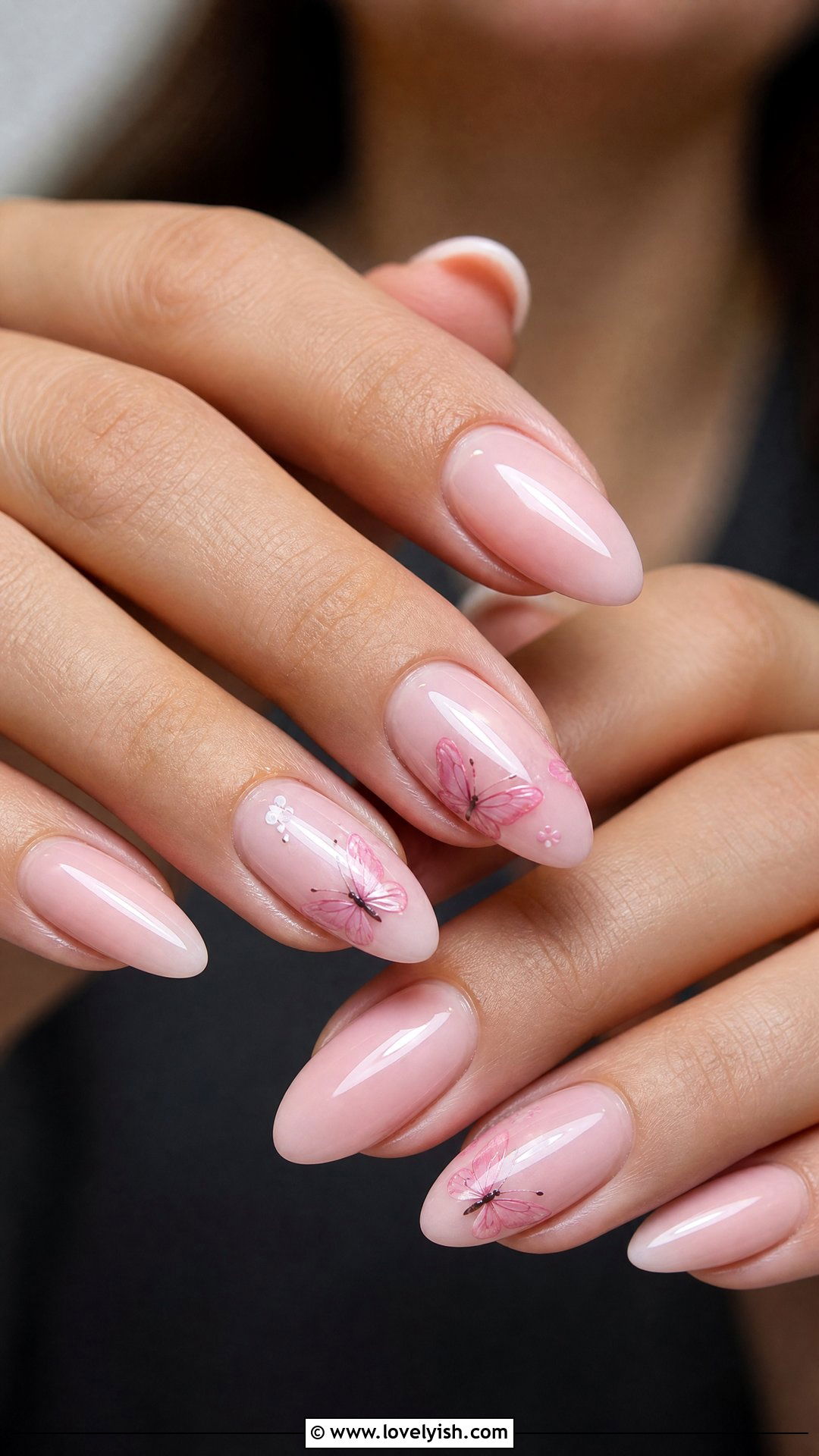 Pink Butterfly Accent Nails - 50 feminine nails - 50 feminine nails