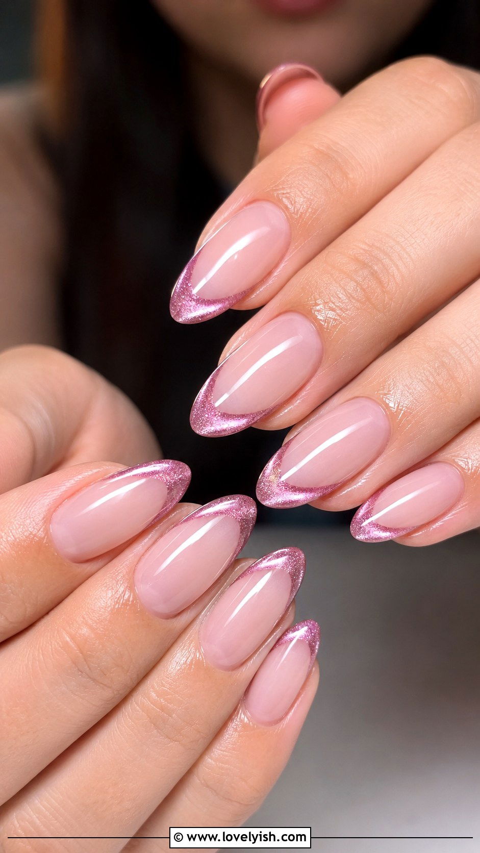 Pink Cat Eye French Tip Nails - 50 pink french tip nails - 50 pink french tip nails