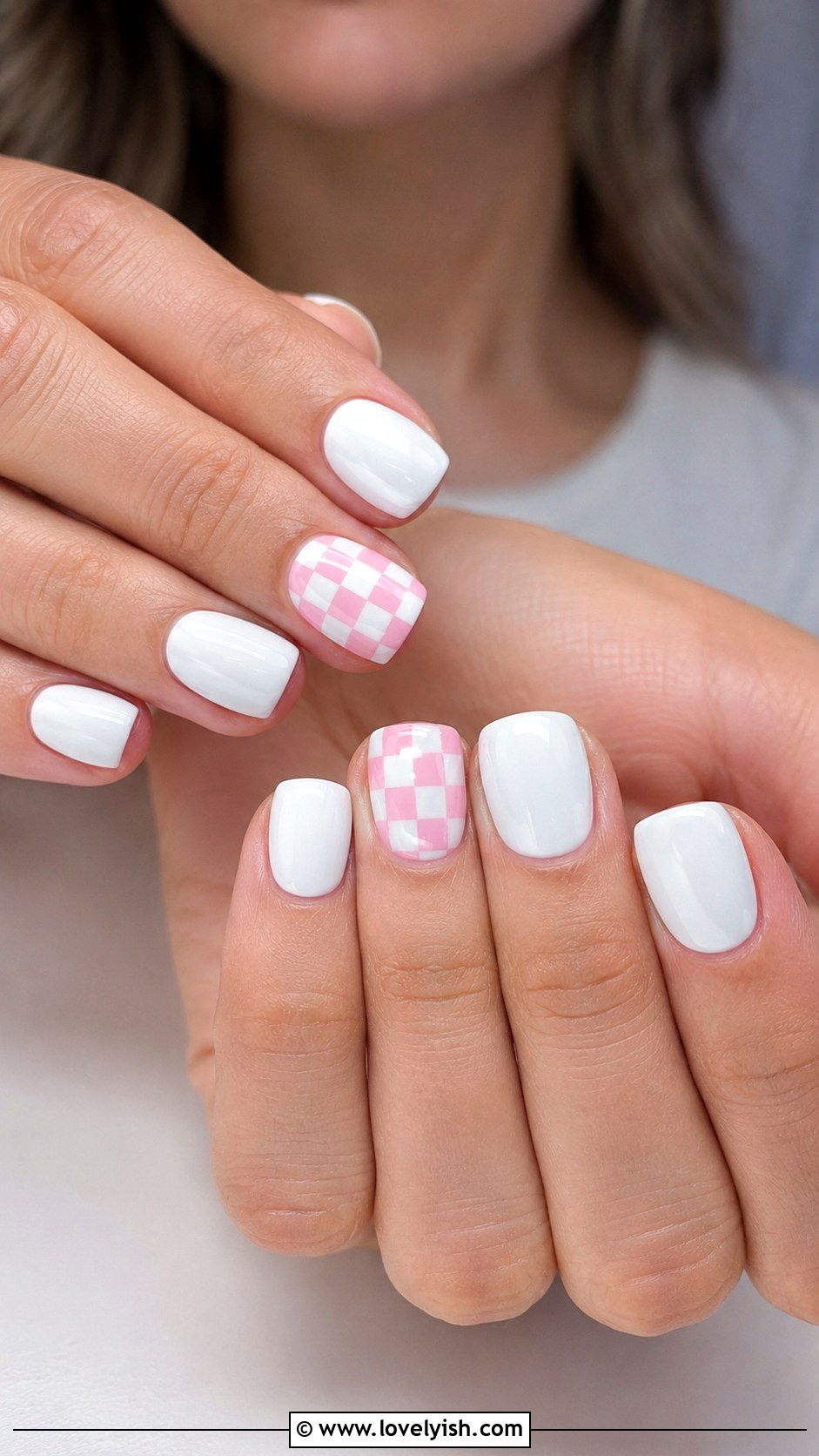 Pink Checkered Pattern Nails - 50 preppy nails - 50 preppy nails