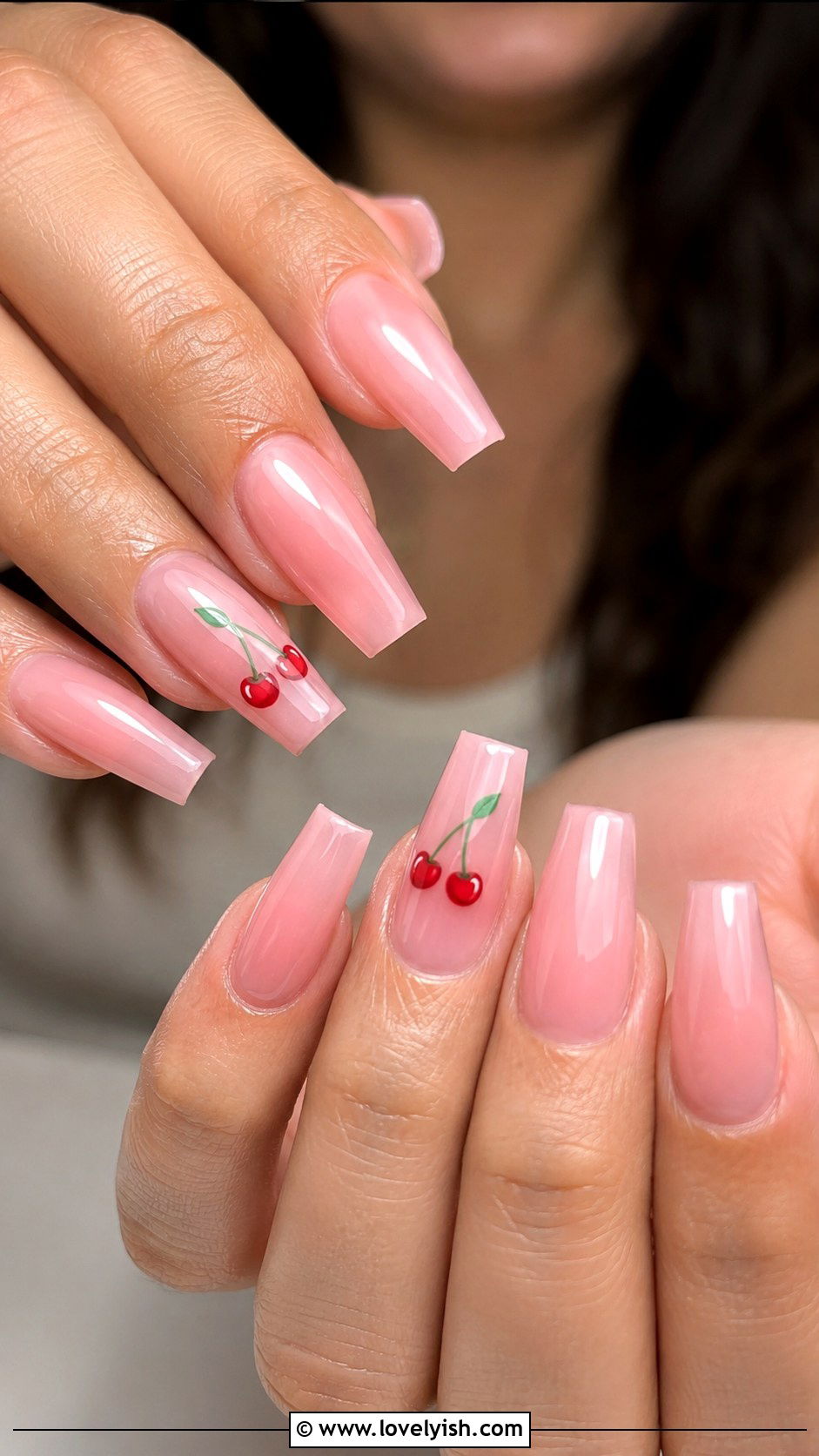 Pink Cherry Fruit Nails - 50 april nail designs - 50 april nail designs