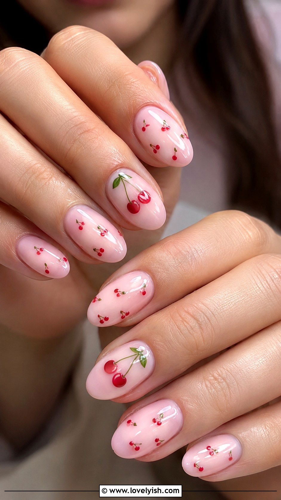 Pink Cherry Nail Design - 45 cute nail designs - 45 cute nail designs