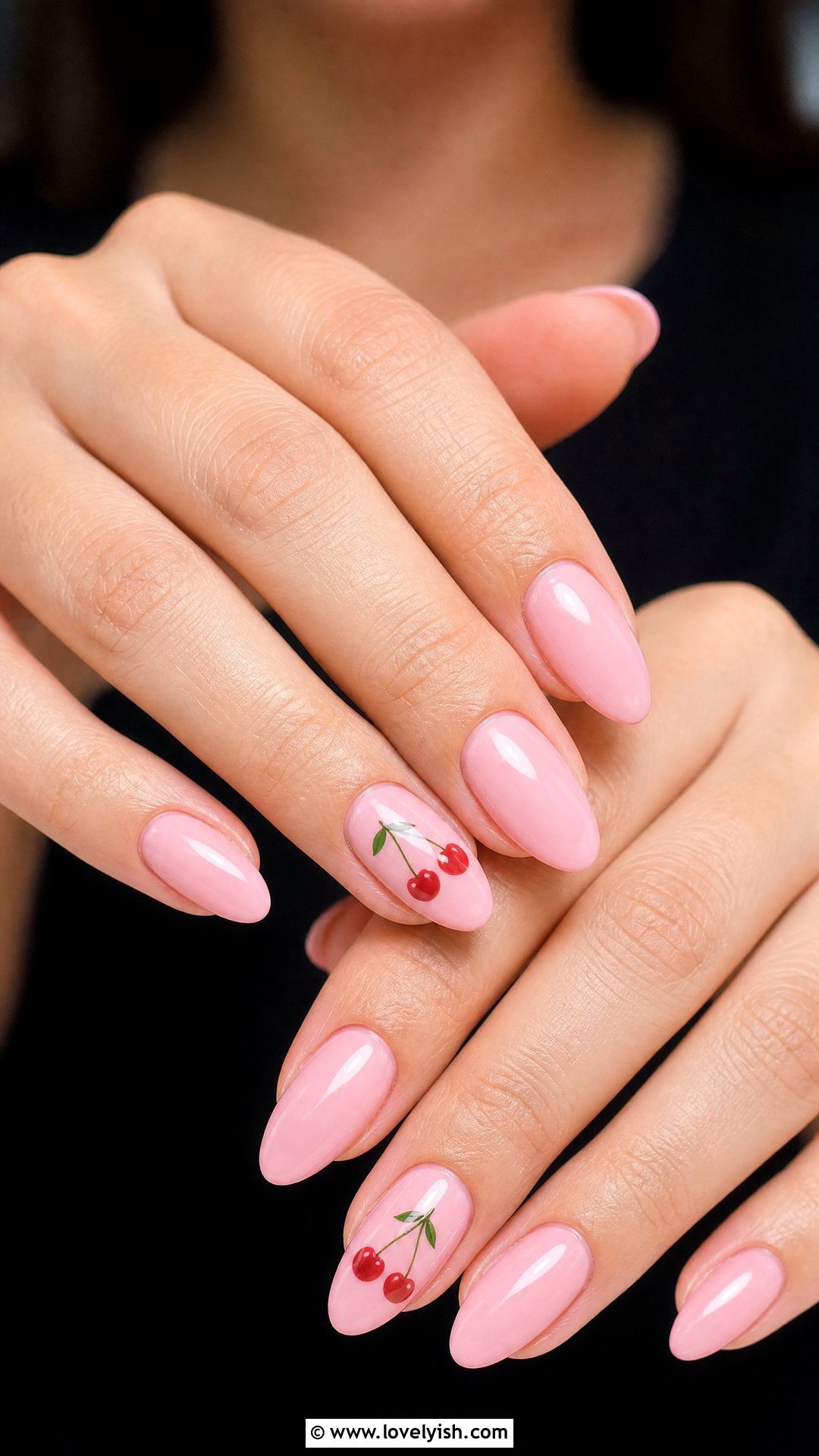 Pink Cherry Nails - 50 simple spring nail designs - 50 simple spring nail designs