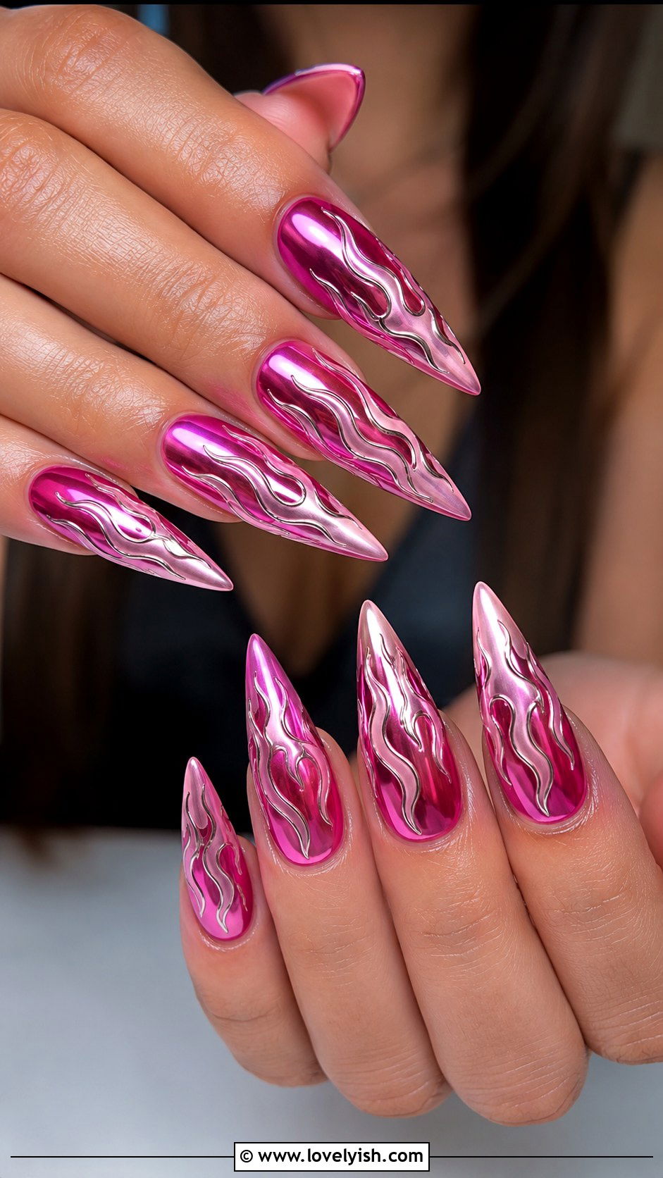 Pink Chrome Flame Nails - 50 pink chrome nails - 50 pink chrome nails
